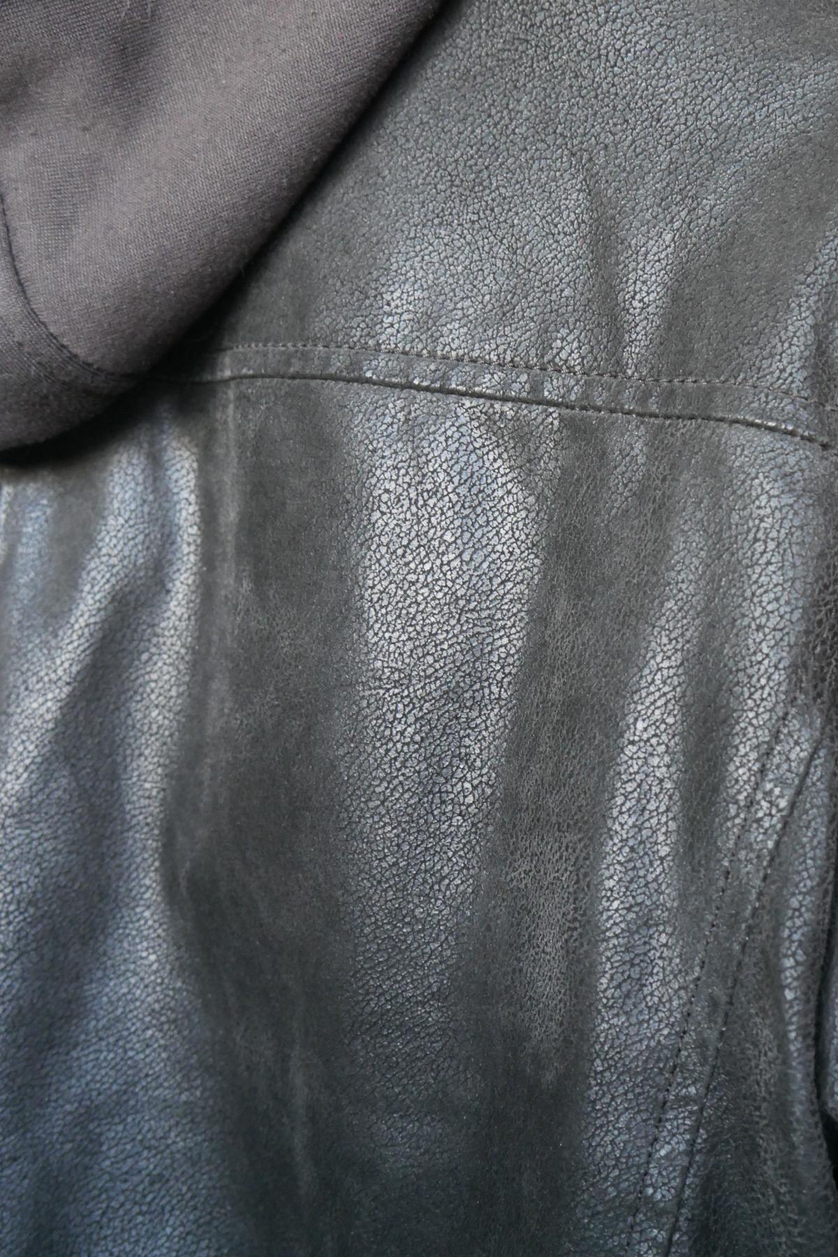 Men's hooded leather jacket - Image n°5