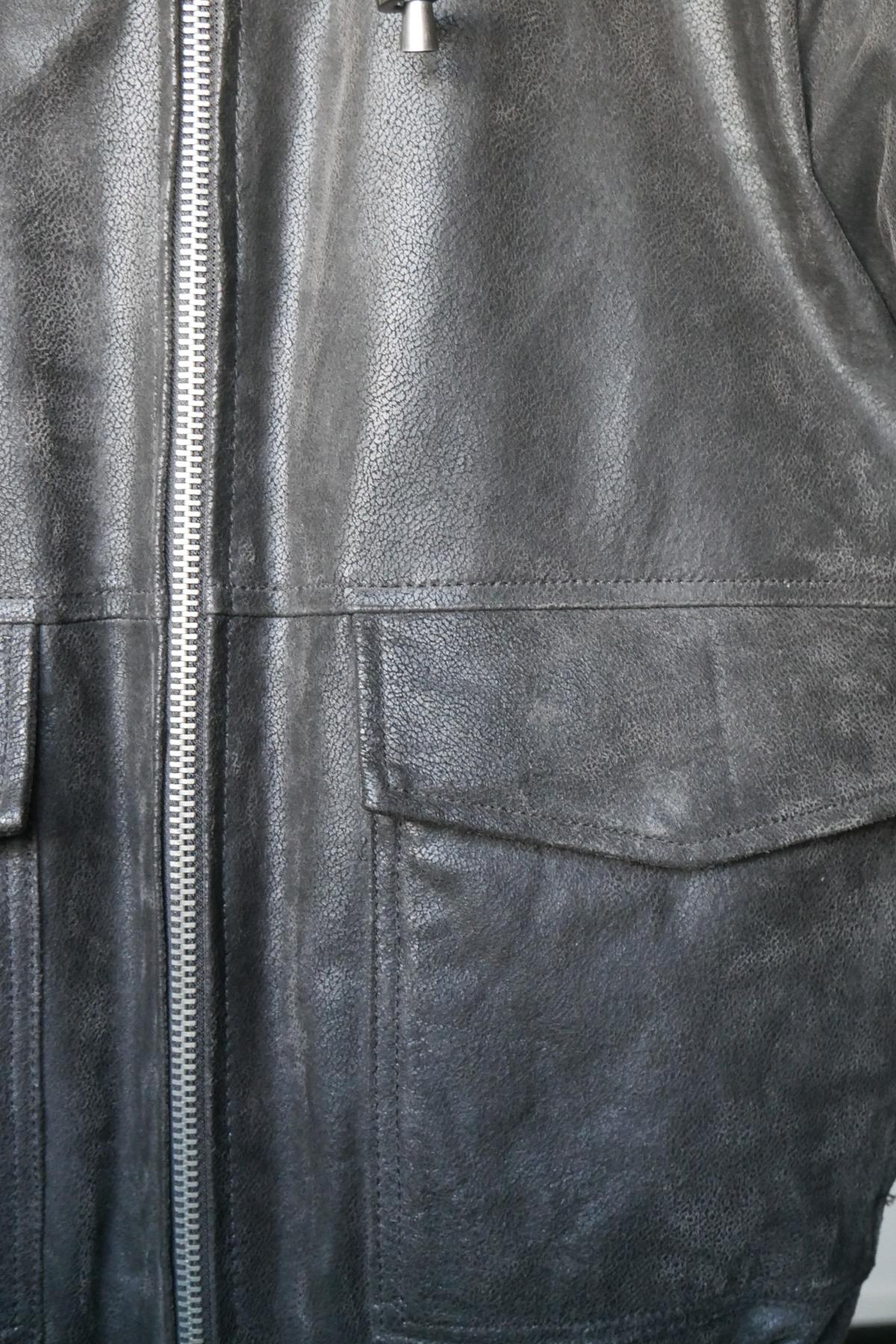 Men's hooded leather jacket - Image n°6