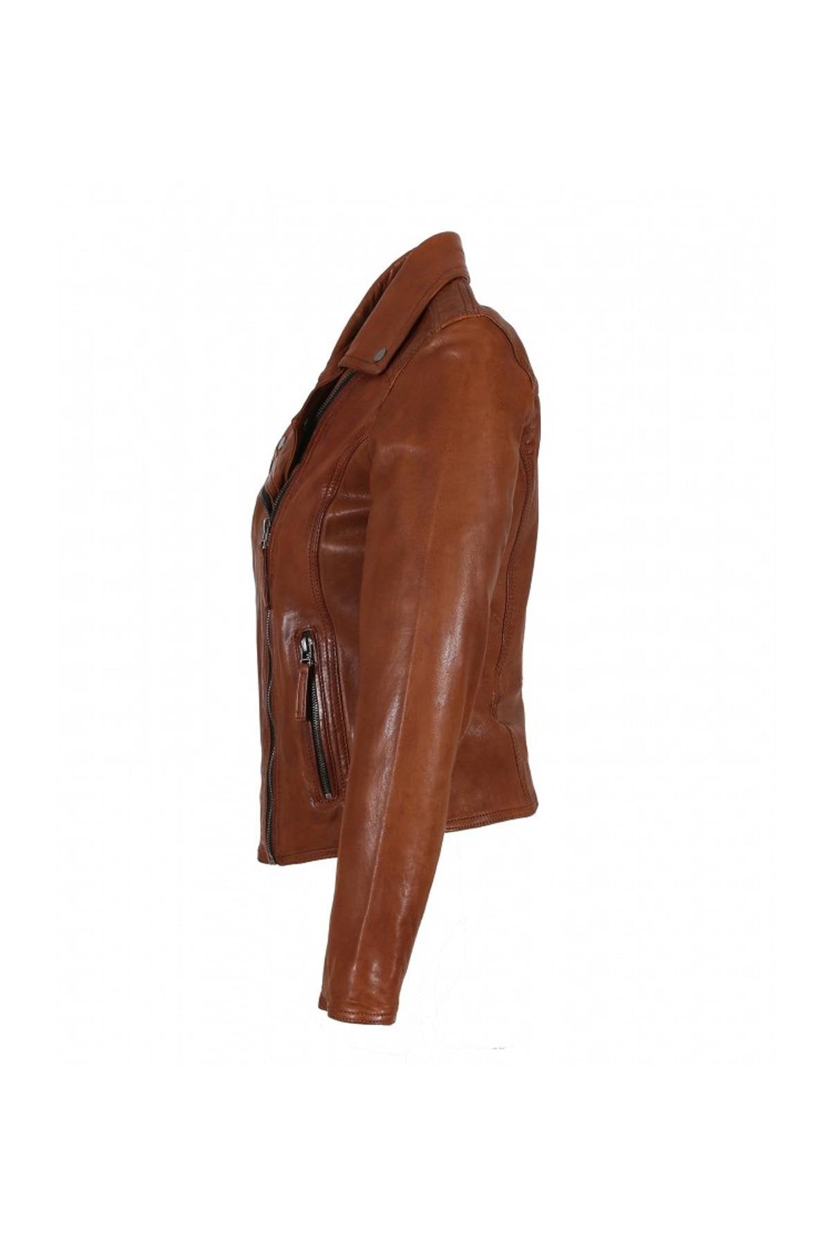 Brown perf style leather jacket - Image n°9