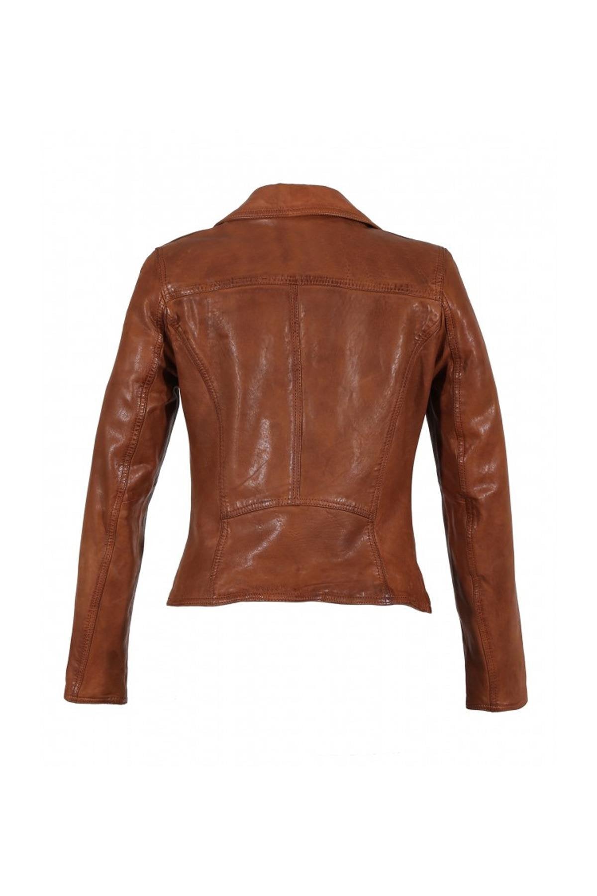 Brown Biker Style leather jacket - Image n°10