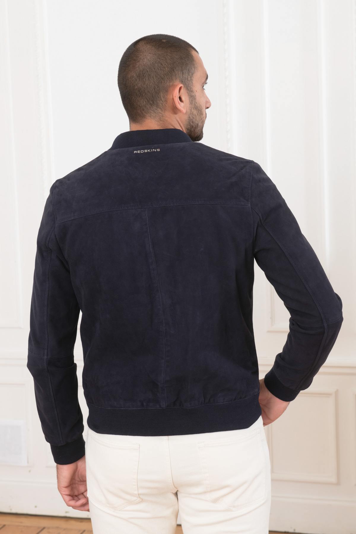 Navy blue suede leather teddy - Image n°5