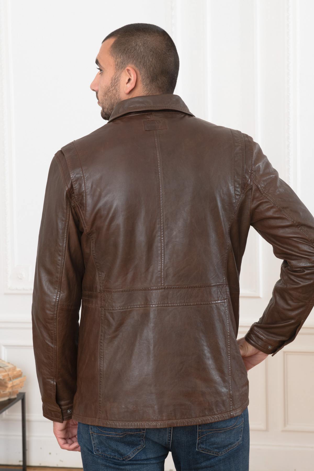 3/4 jacket in vegetable lamb leather - Image n°6