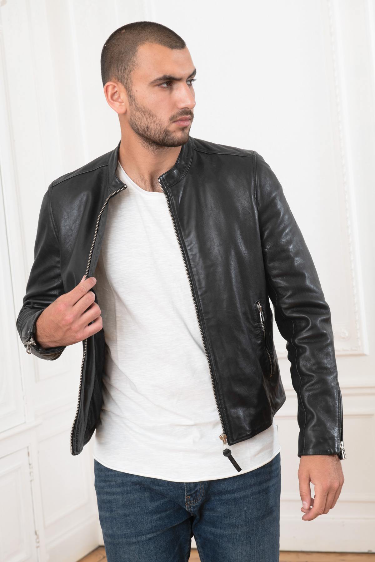 Eco-responsible leather jacket - Image n°8