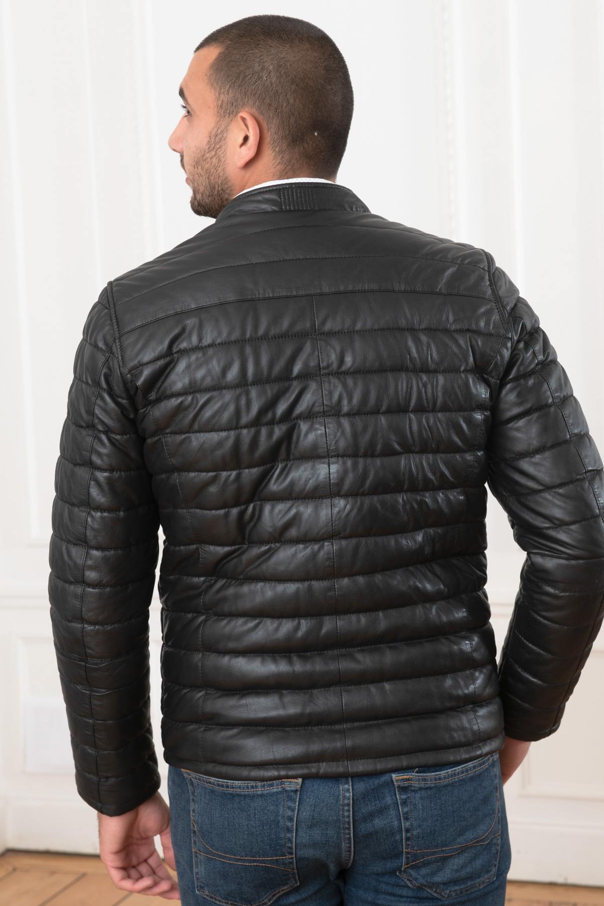 Black sheepskin down jacket - Image n°2