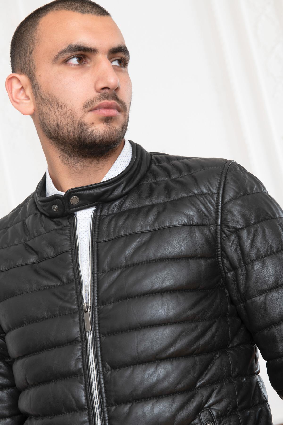 Black sheepskin down jacket - Image n°4