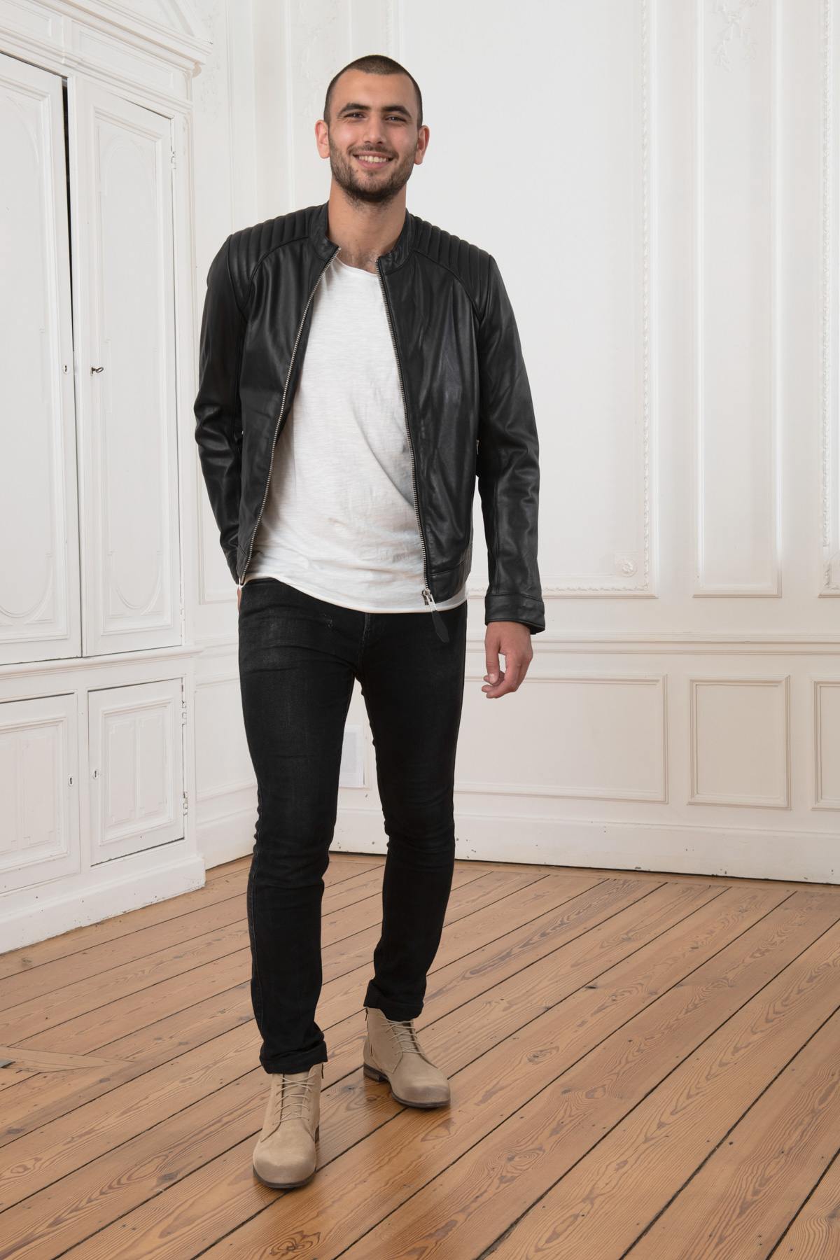 Black lambskin leather jacket - Image n°7