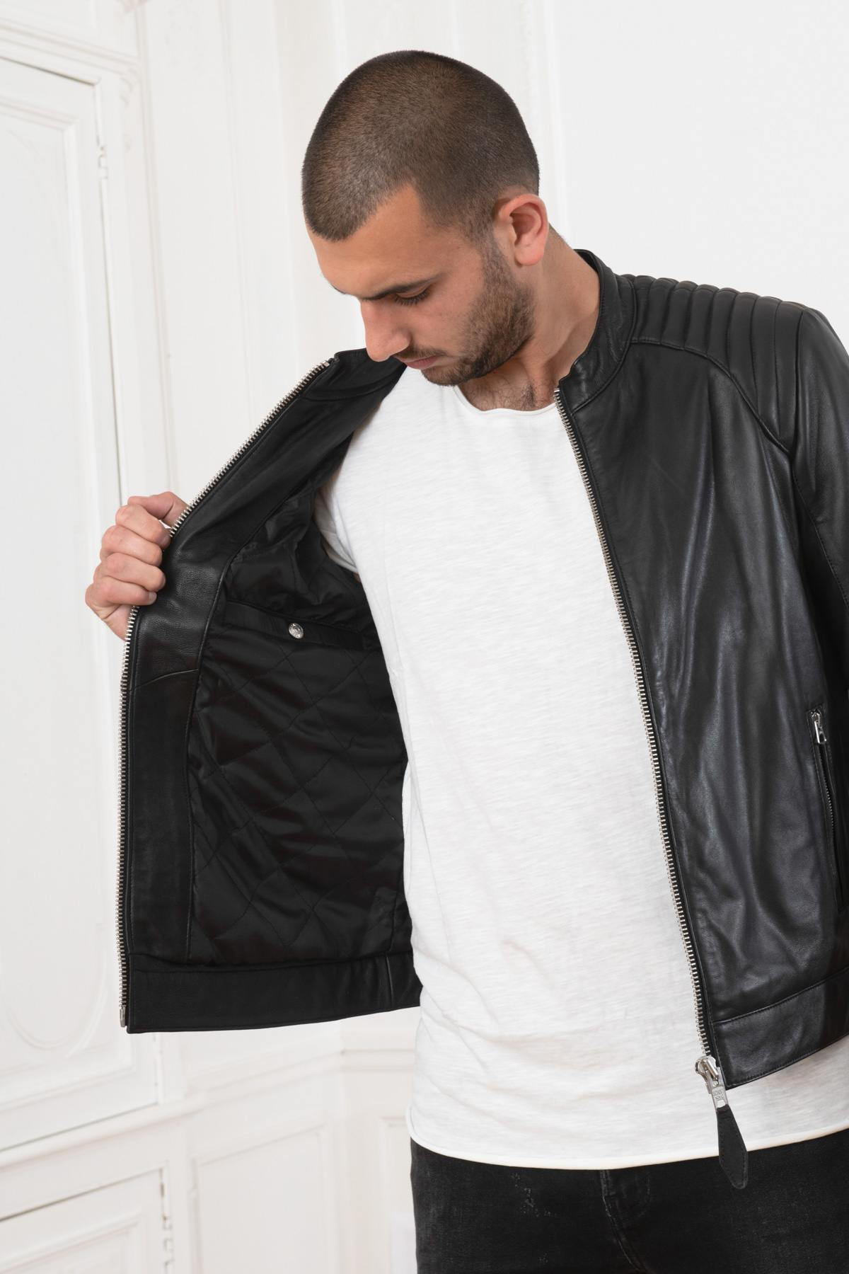 Black lambskin leather jacket - Image n°5