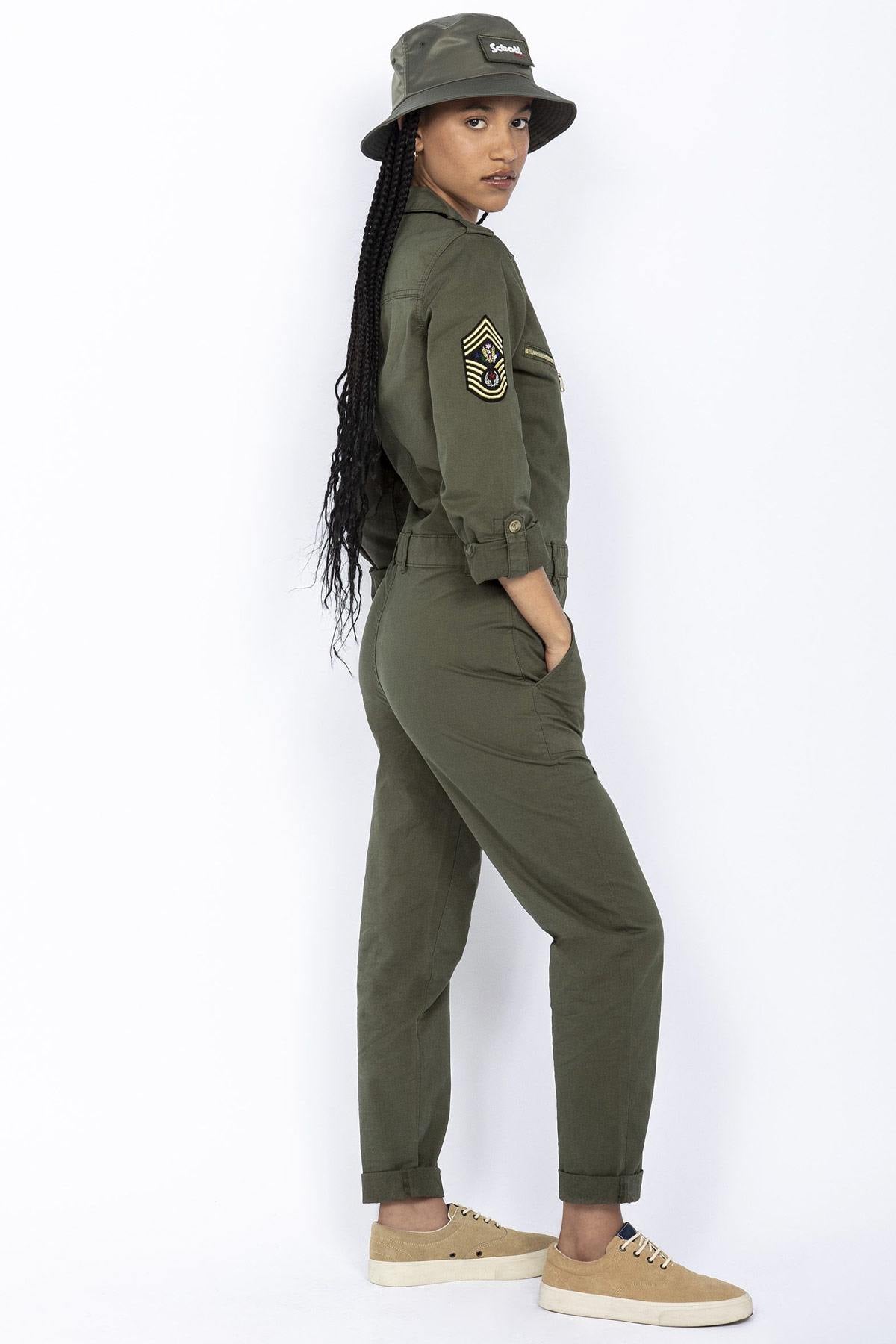 Women's khaki army jumpsuit - Image n°6