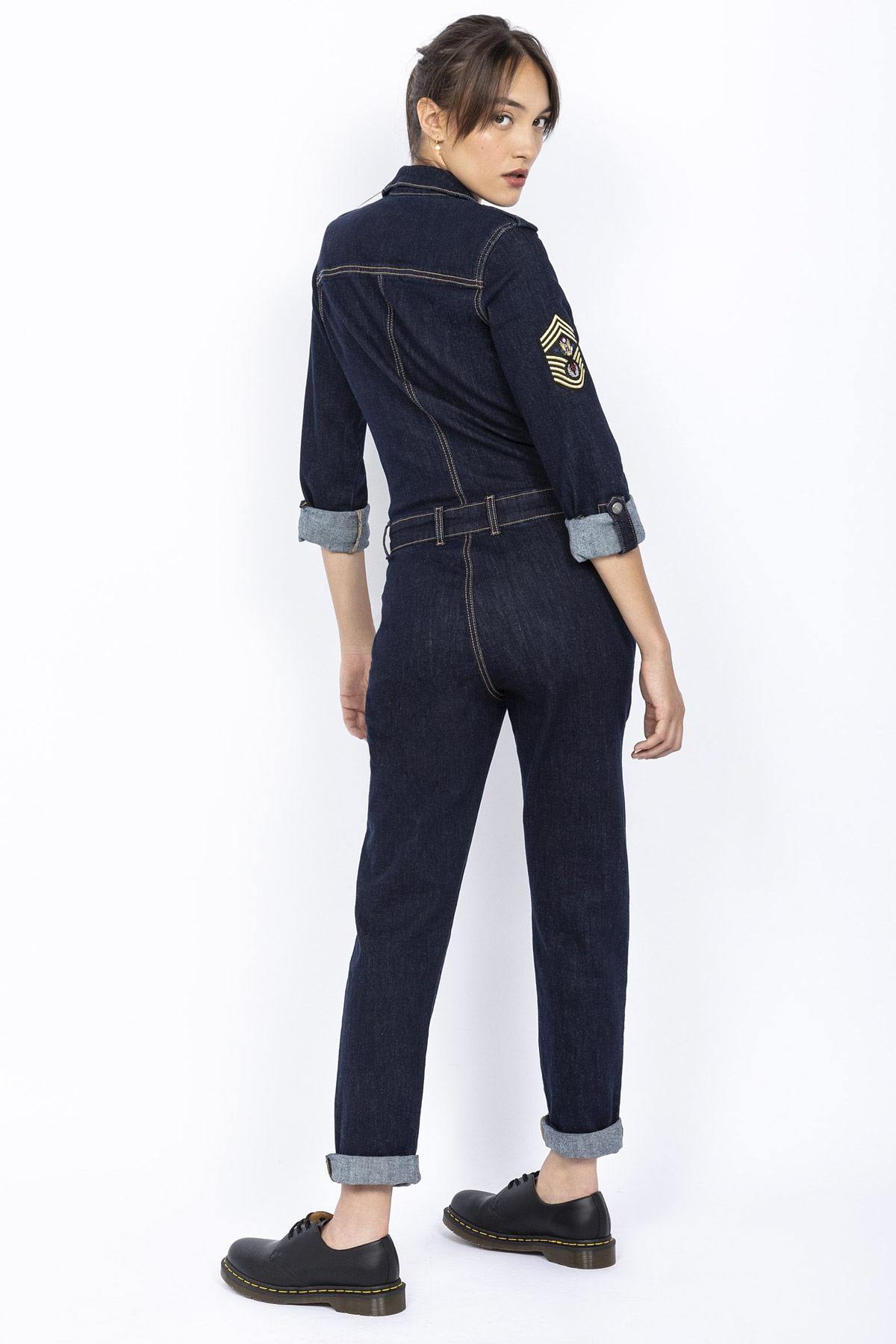 Army style denim jumpsuit - Image n°2