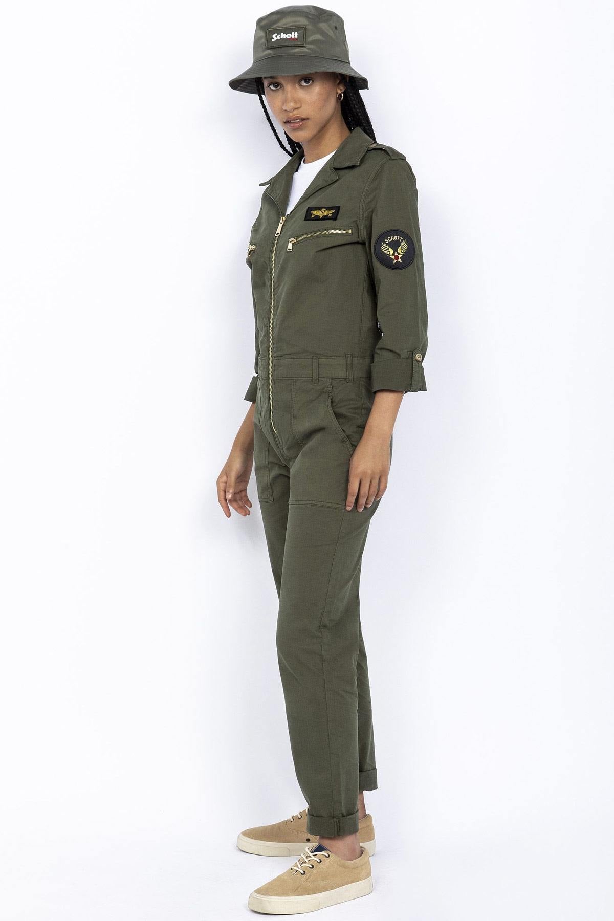 Women's khaki army jumpsuit - Image n°1