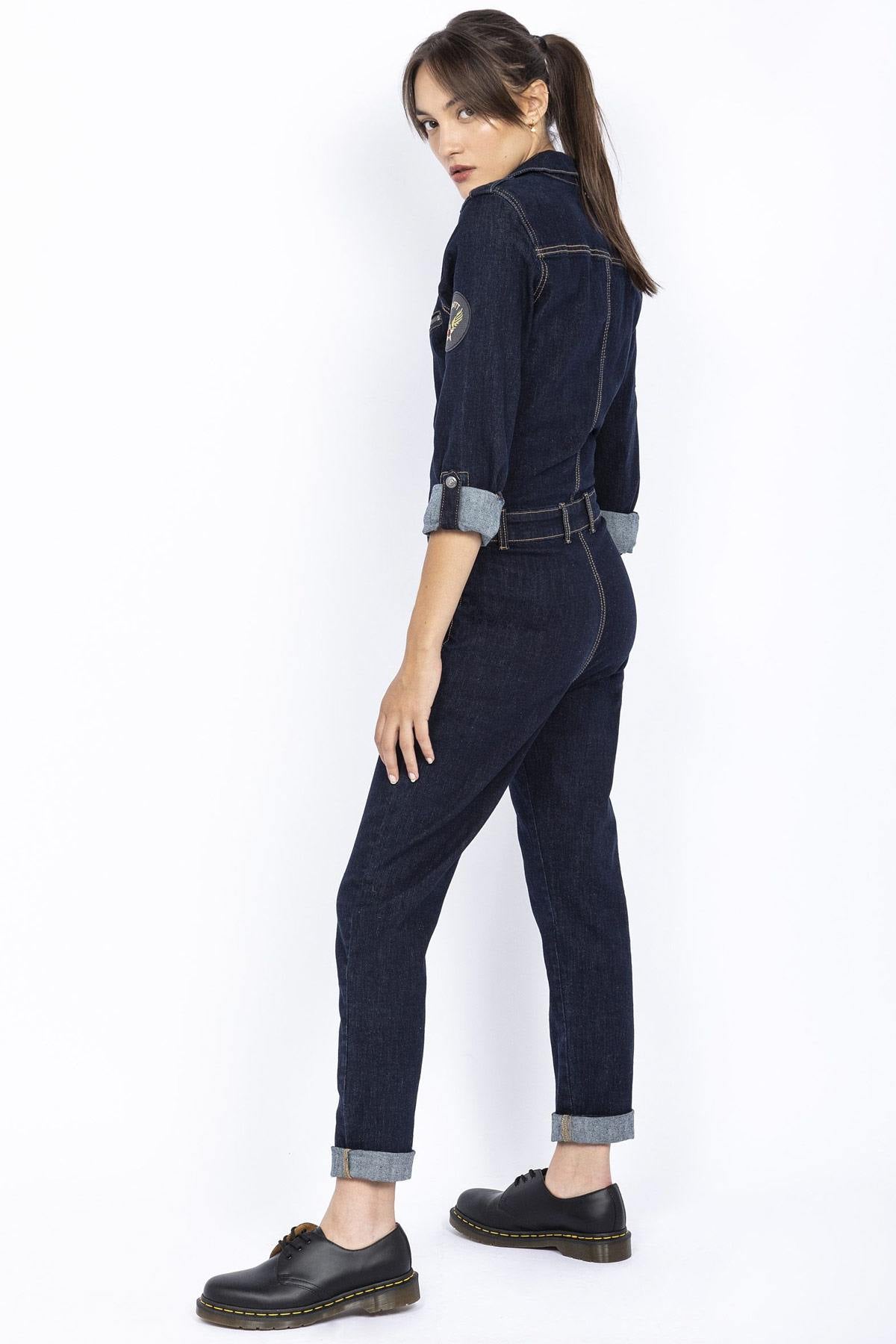 Army style denim jumpsuit - Image n°6