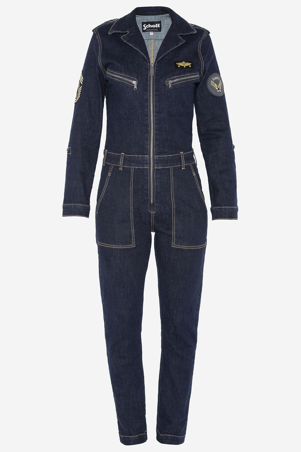 Army style denim jumpsuit - Image n°4