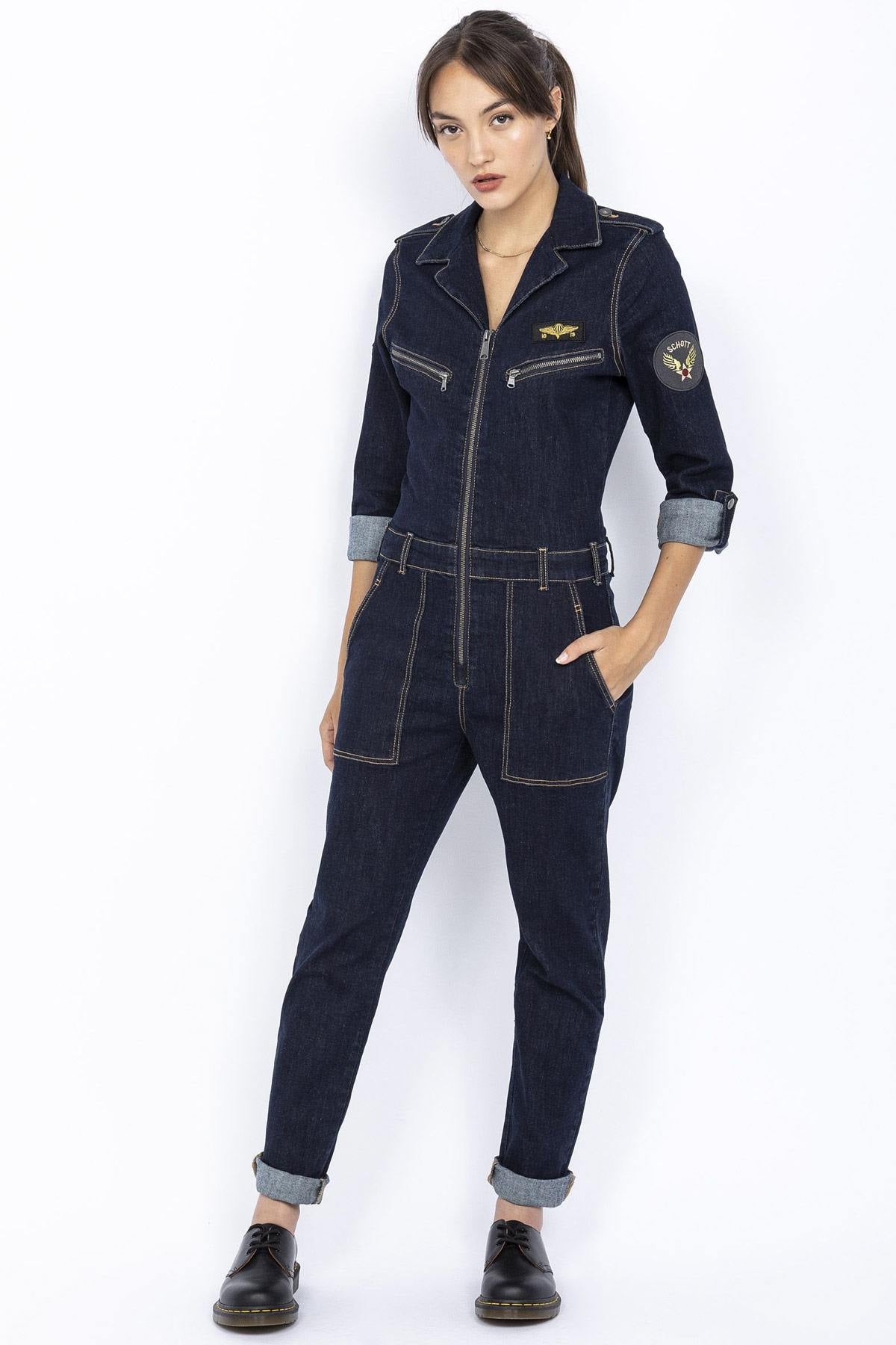 Army style denim jumpsuit - Image n°3