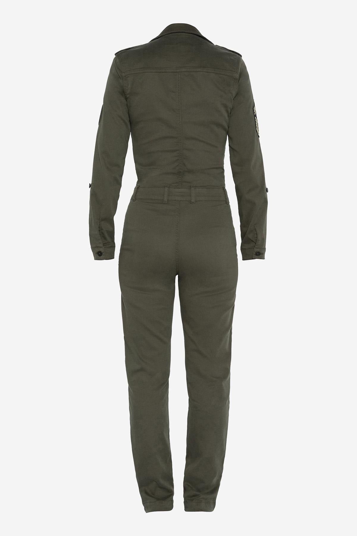 Khaki military women's jumpsuit - Image n°2