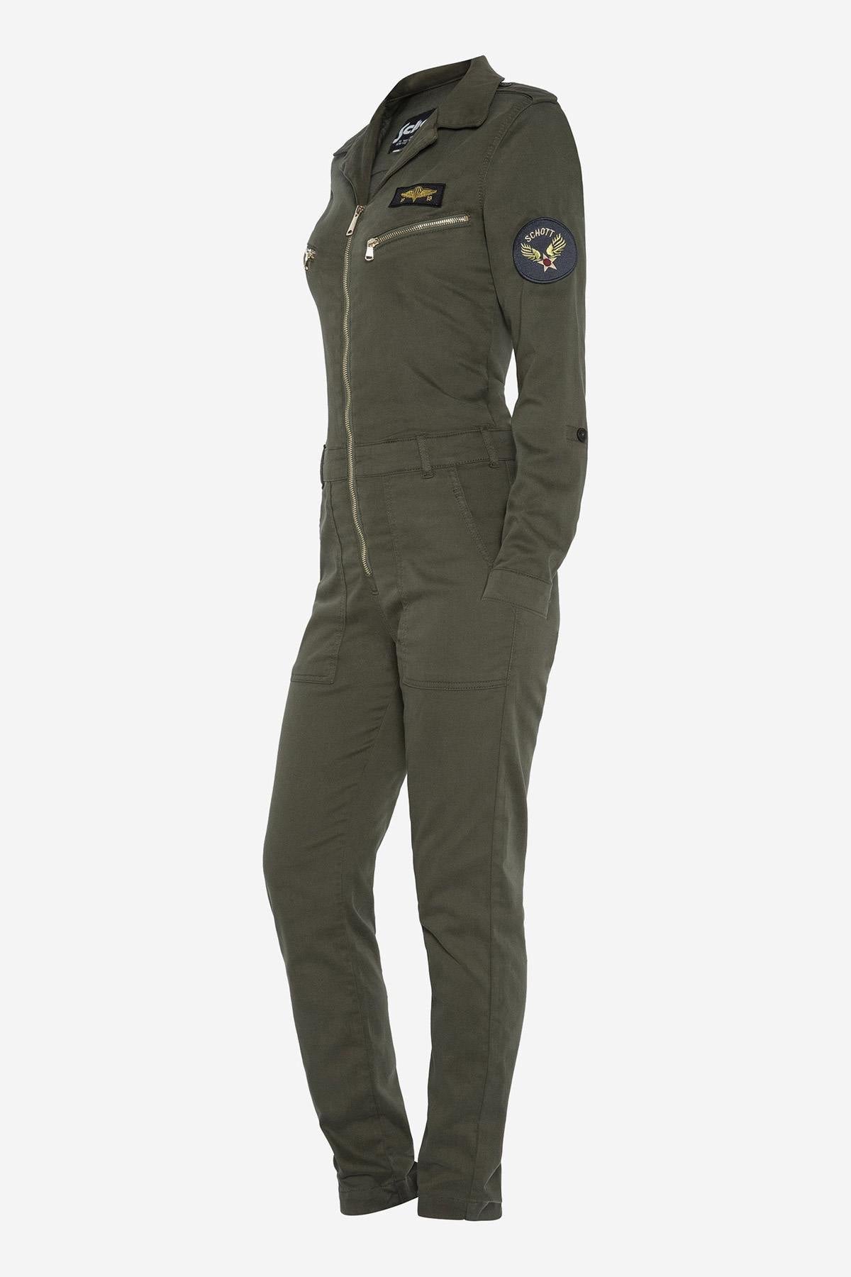 Khaki military women's jumpsuit - Image n°3