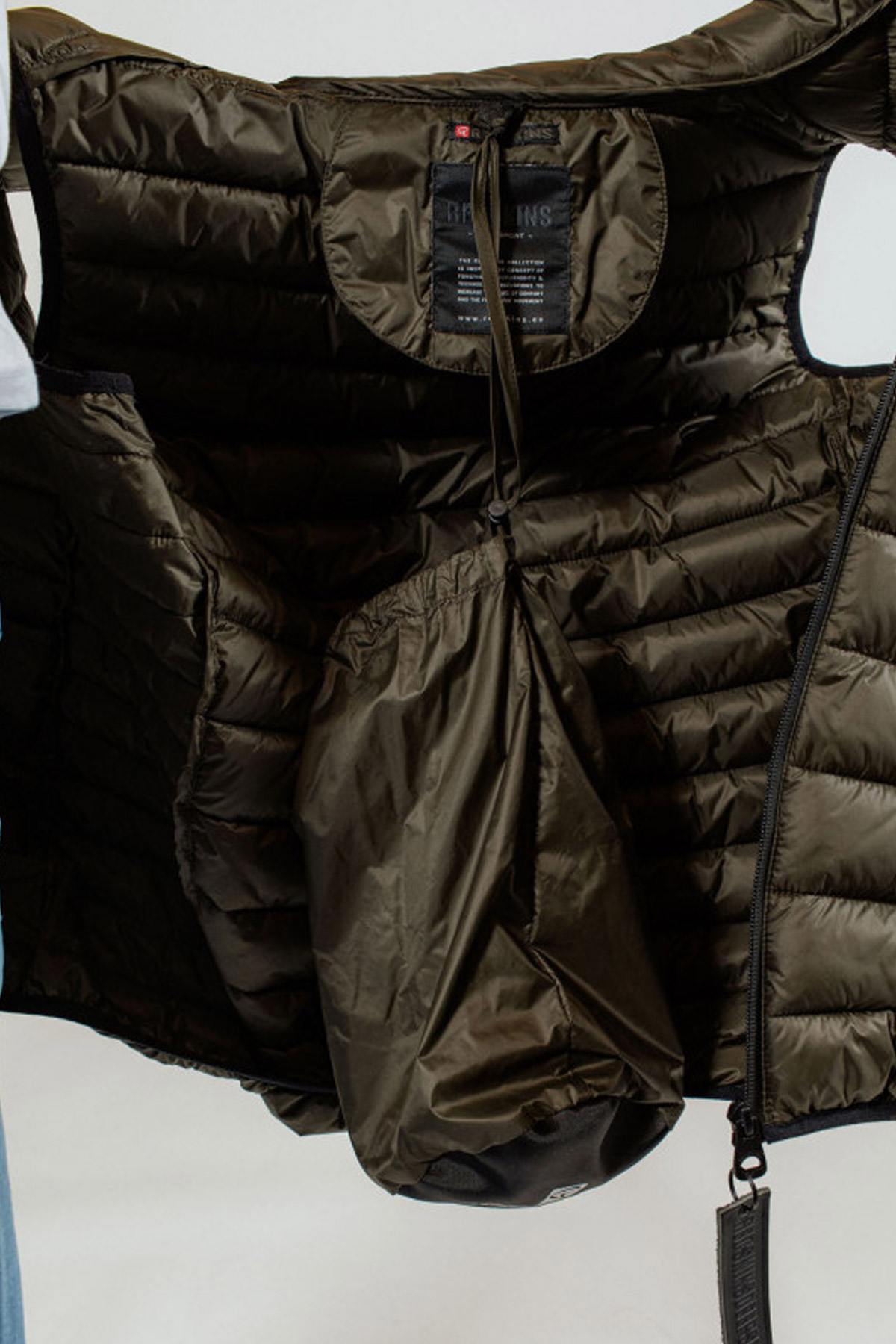 Khaki sleeveless down jacket - Image n°6