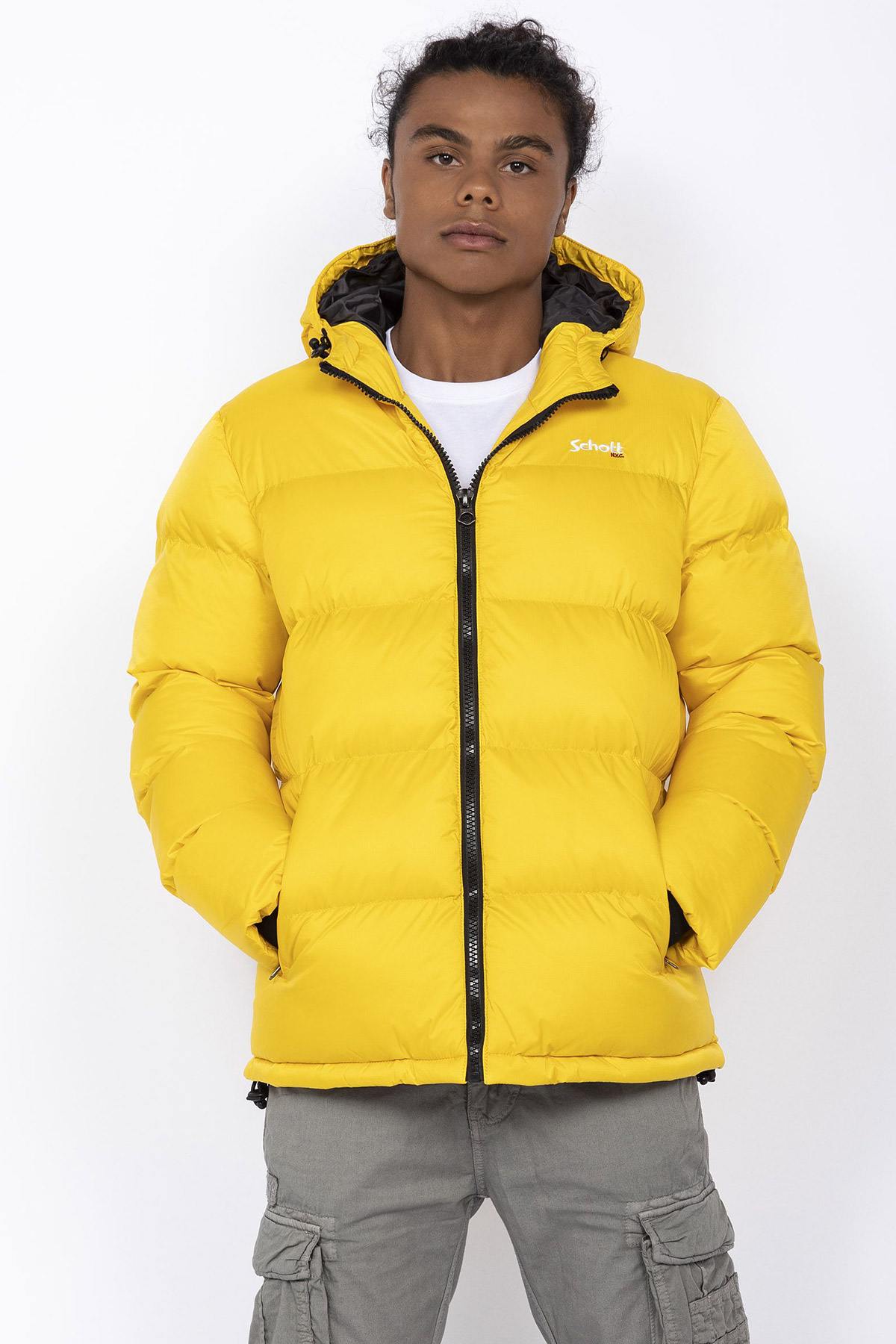 Yellow quilted down jacket - Image n°1