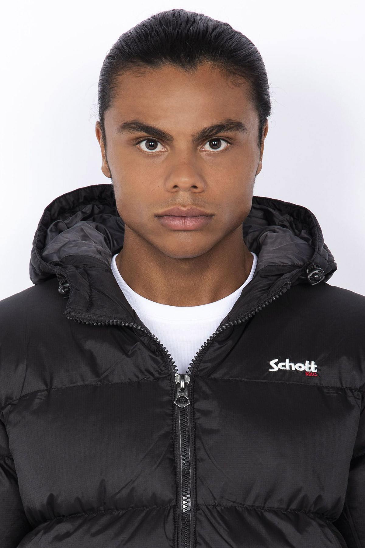 Black hooded down jacket - Image n°2