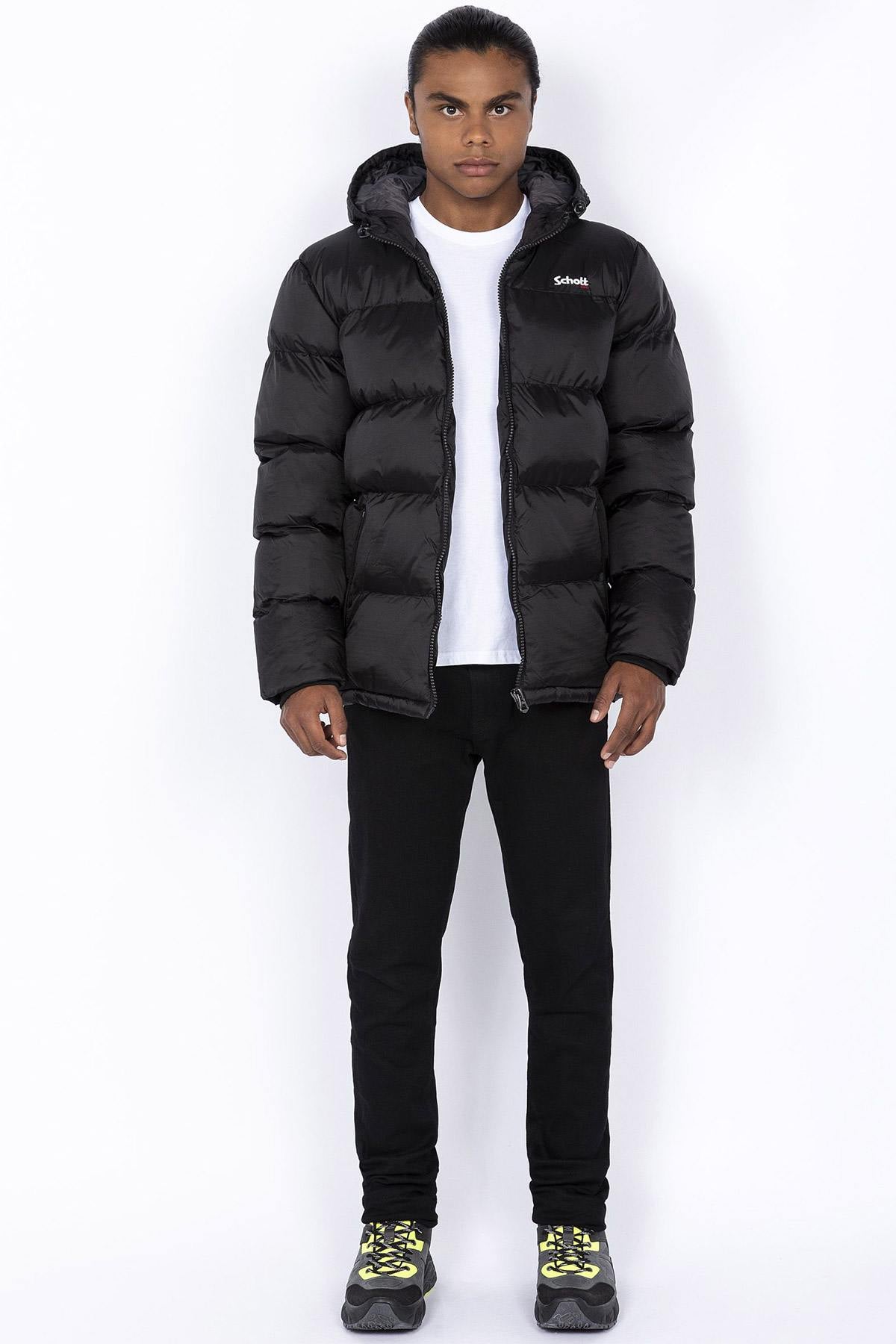 Black hooded down jacket - Image n°5