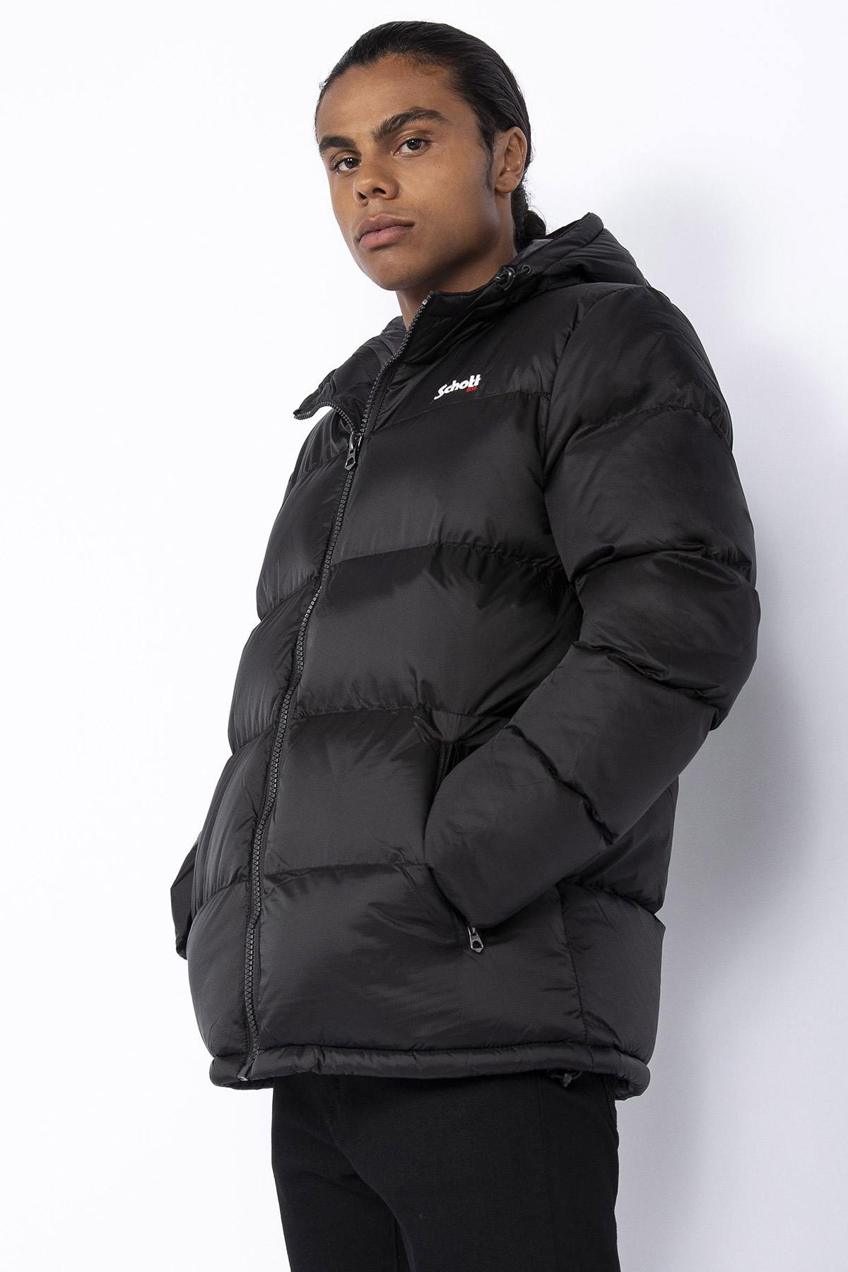 Black hooded down jacket - Image n°3