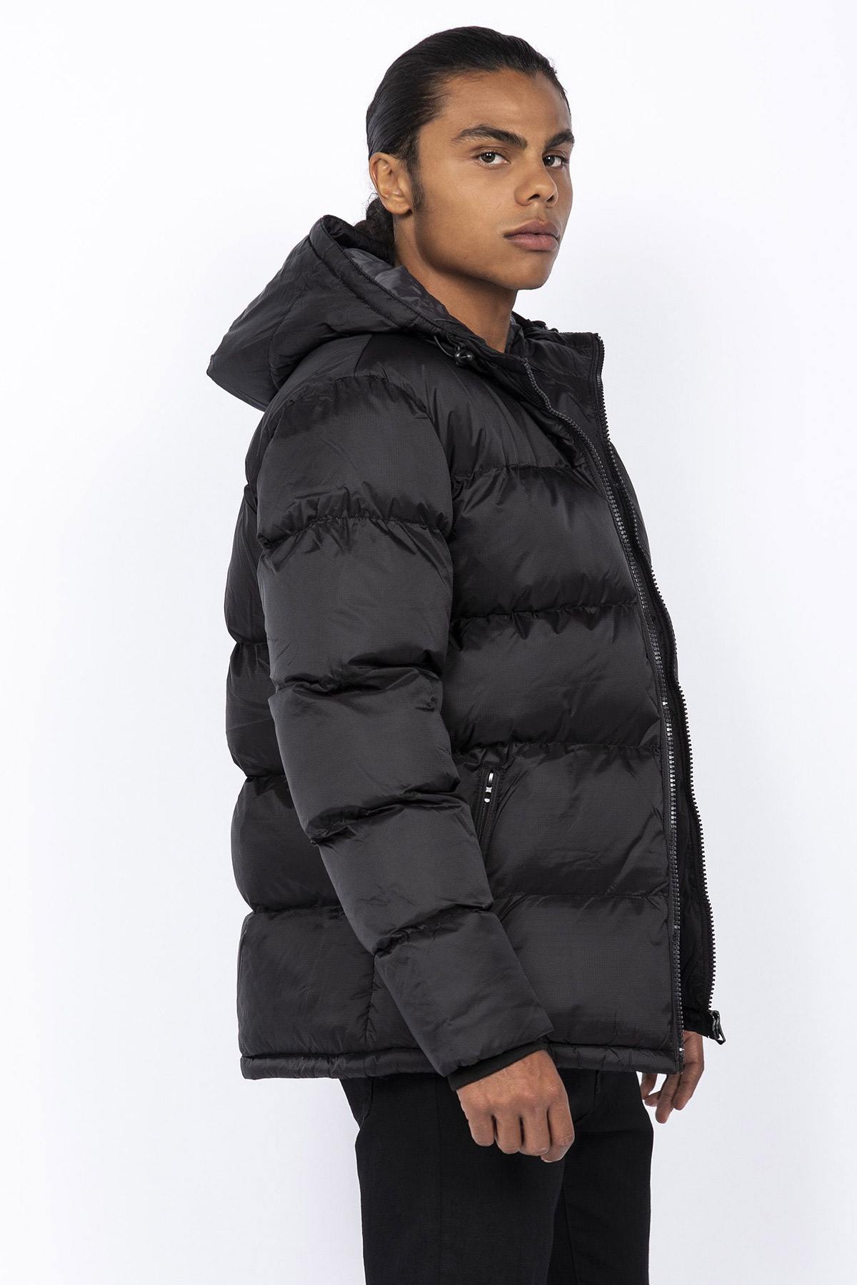 Black hooded down jacket - Image n°4