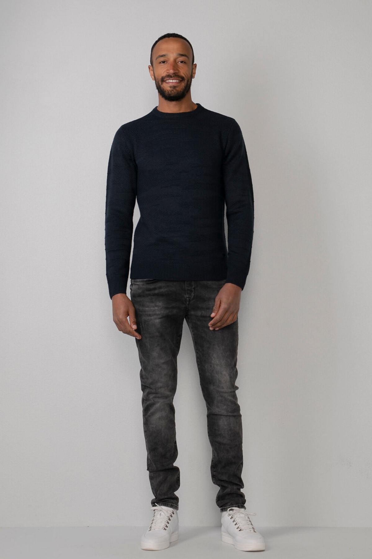 Navy blue round neck sweater - Image n°2