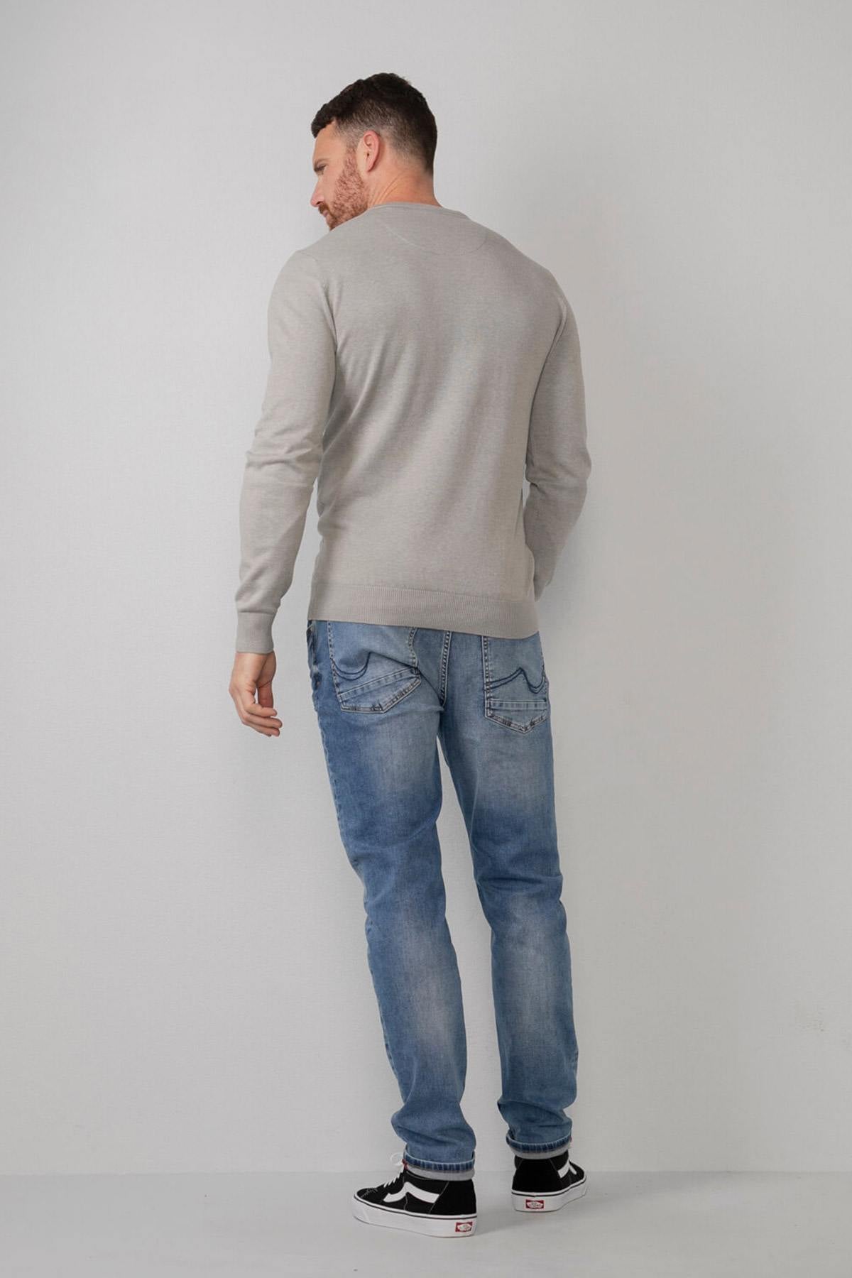 Light gray fine knit sweater - Image n°4