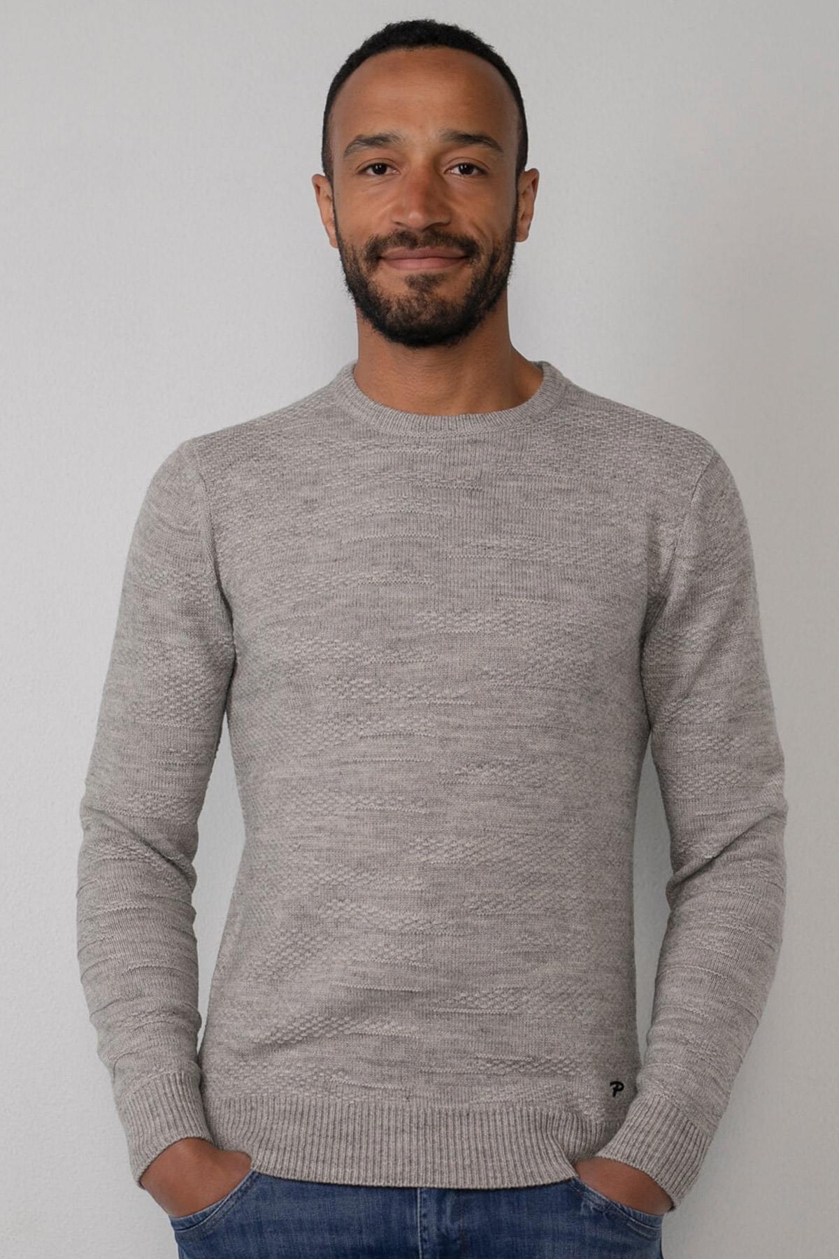 Light gray acrylic and wool sweater - Image n°1