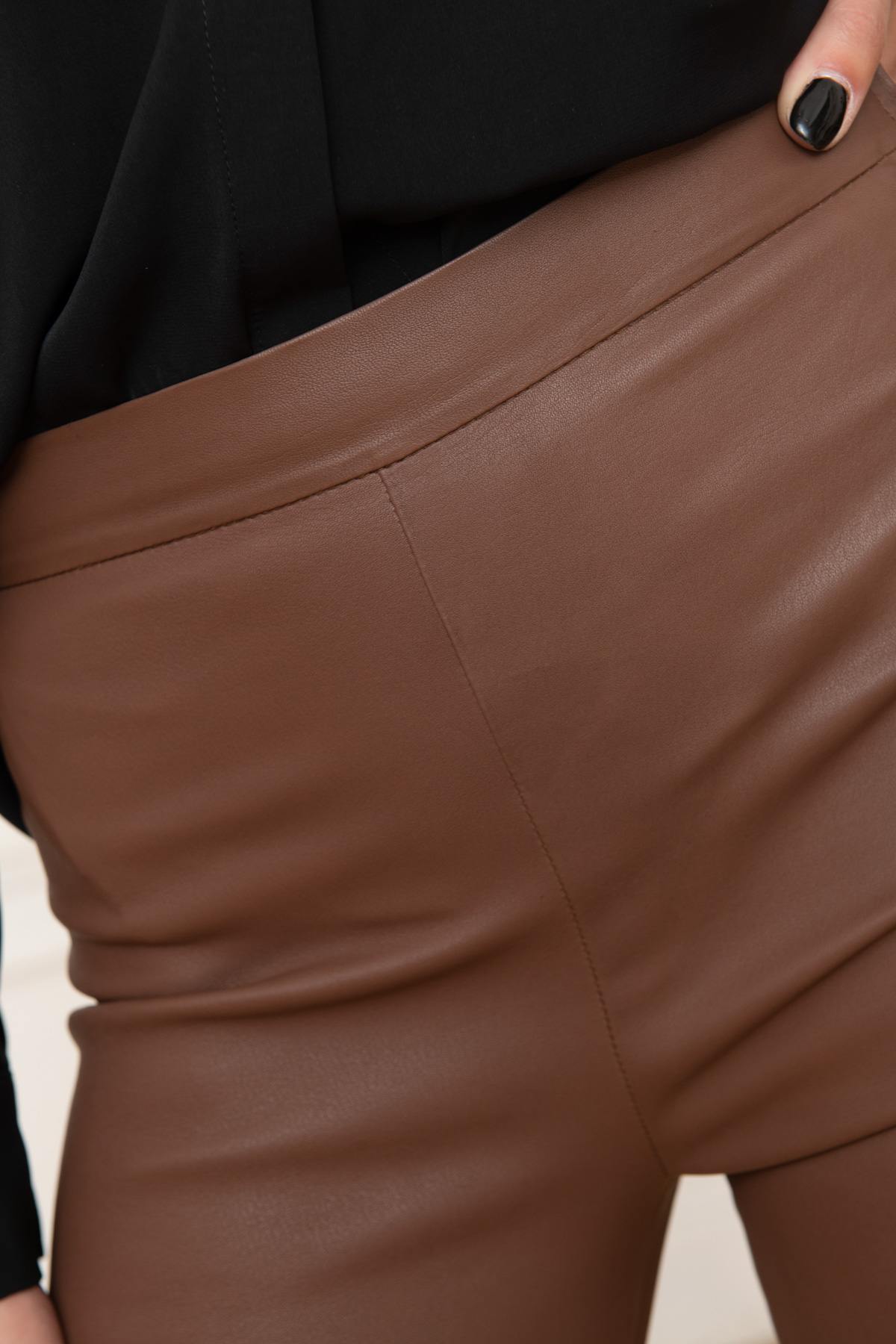 Brown leather leggings for women - Image n°4