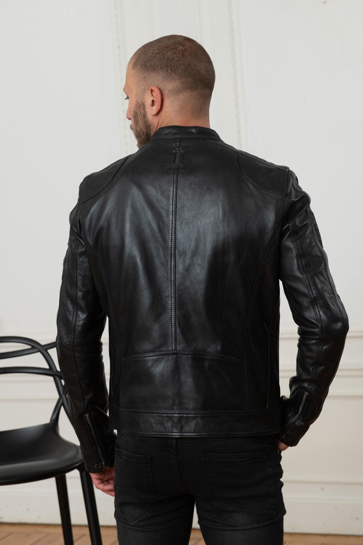 Men's black leather jacket - Image n°5