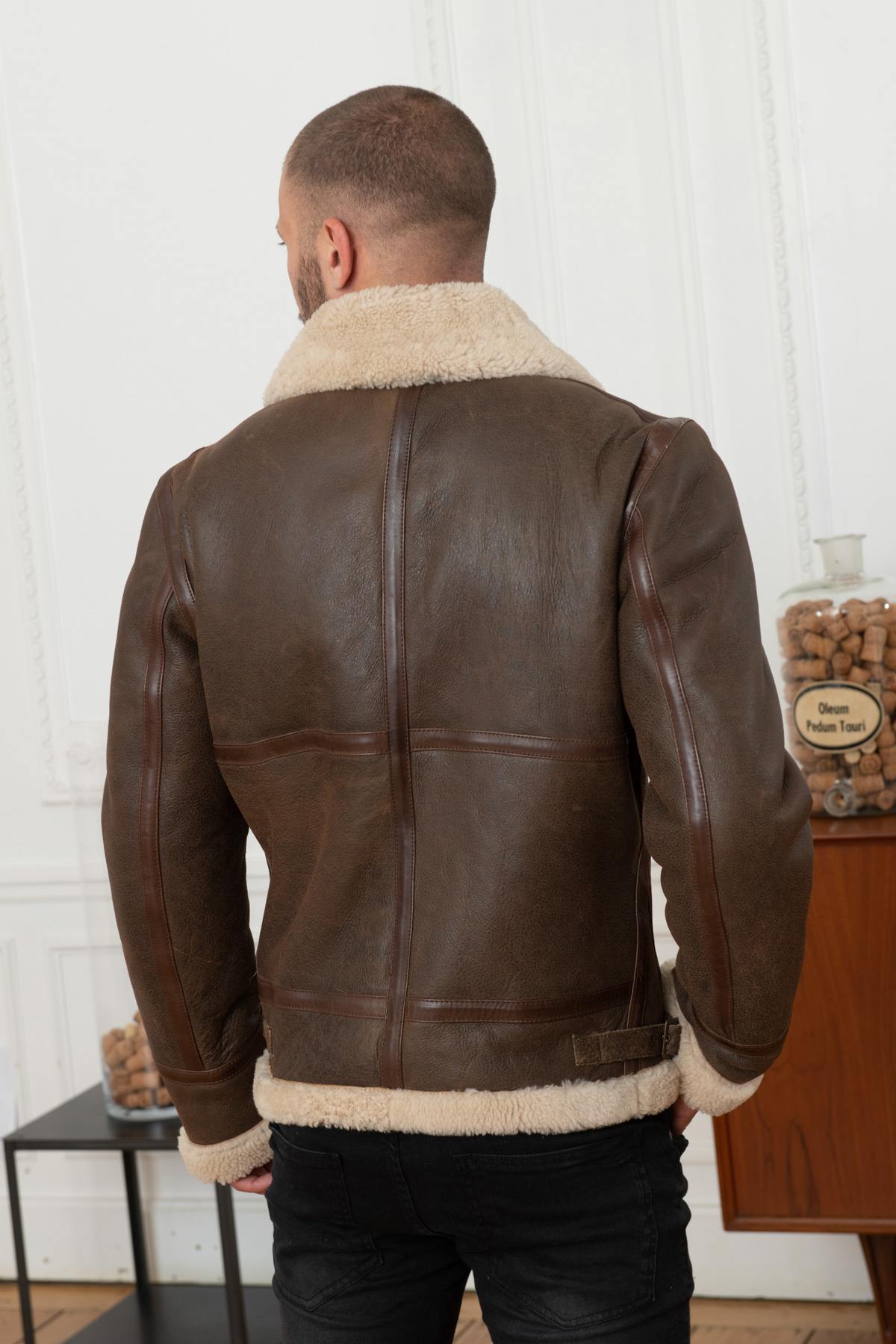 Men's bomber jacket in shearling - Image n°5