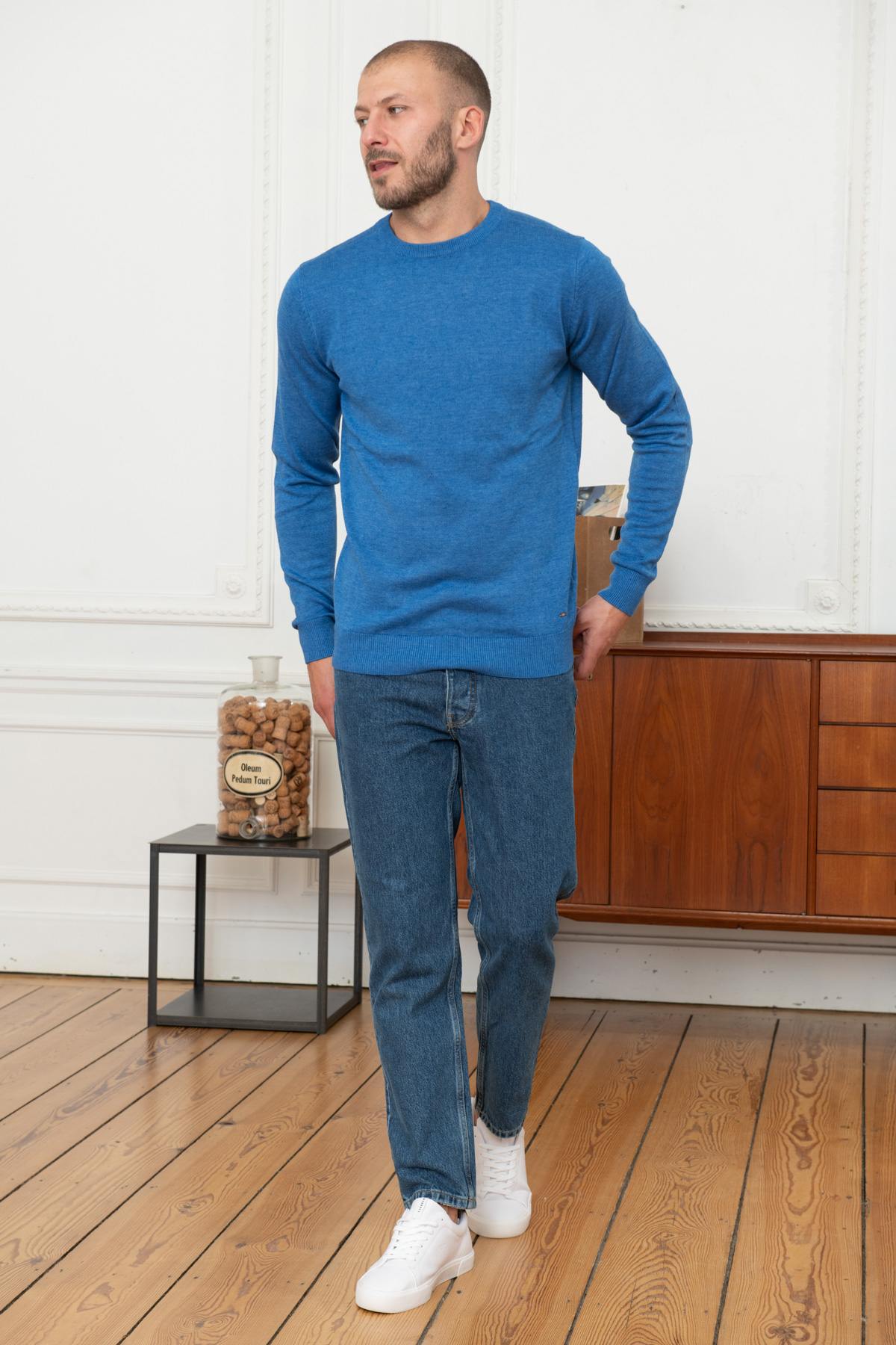 Light blue round neck sweater - Image n°2