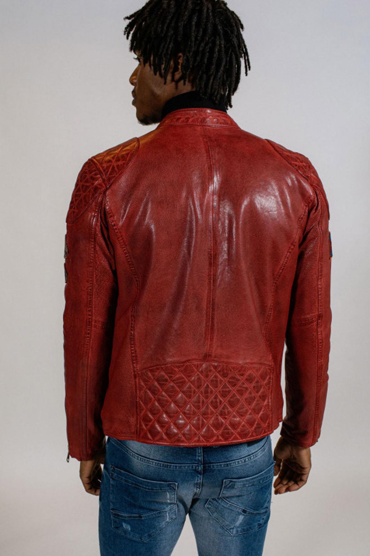 Red leather racing jacket - Image n°2