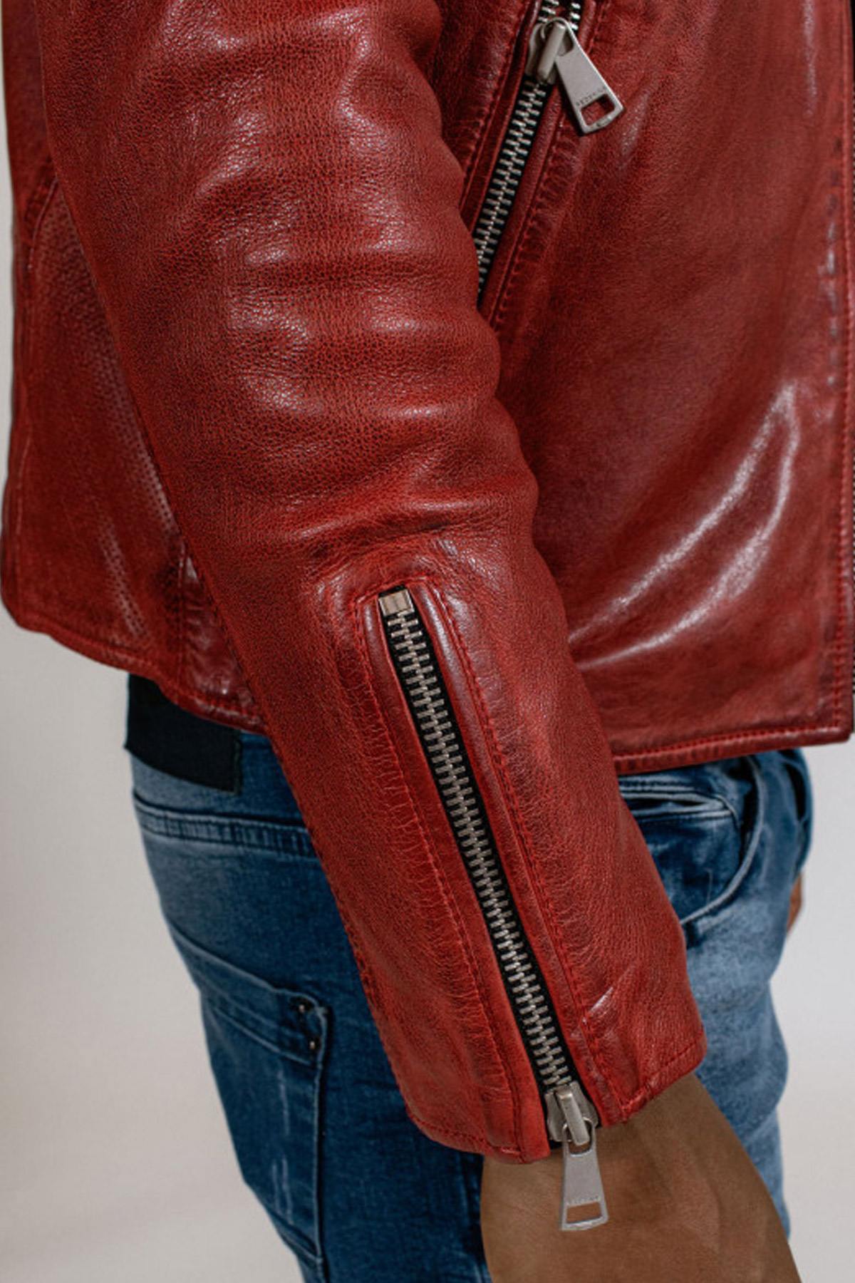 Red leather racing jacket - Image n°4