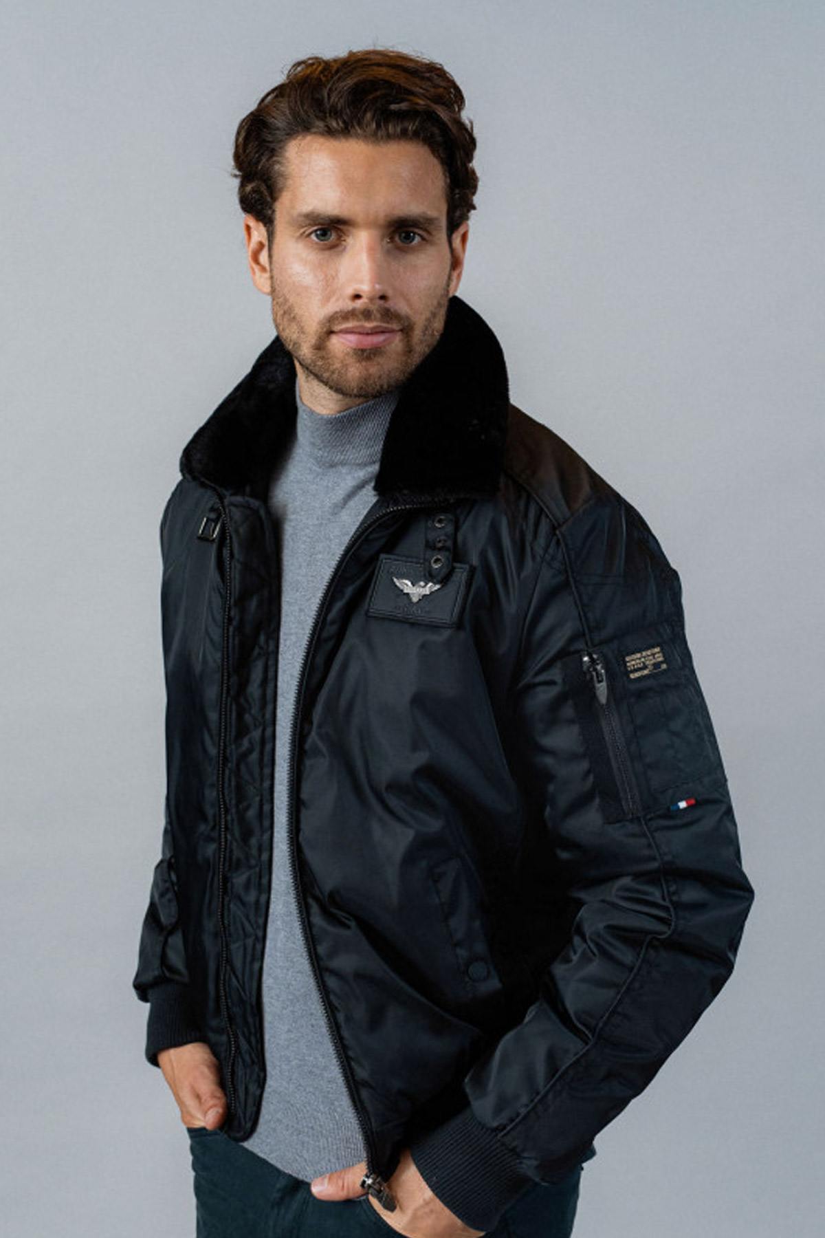 Navy nylon bomber jacket - Image n°10