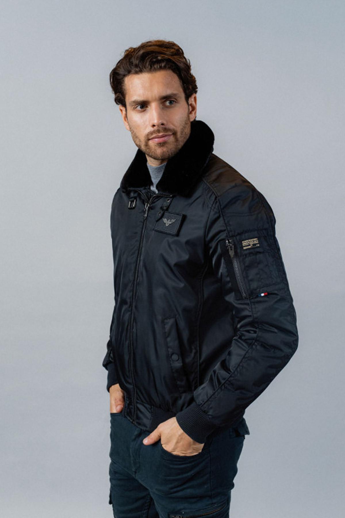 Navy nylon bomber jacket - Image n°3