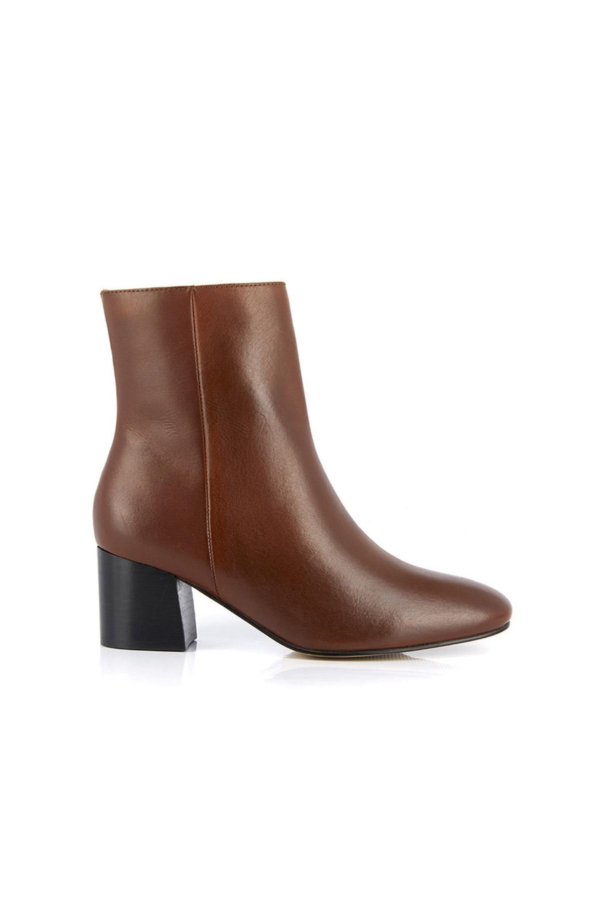 Women's brown leather heeled boots - Image n°1