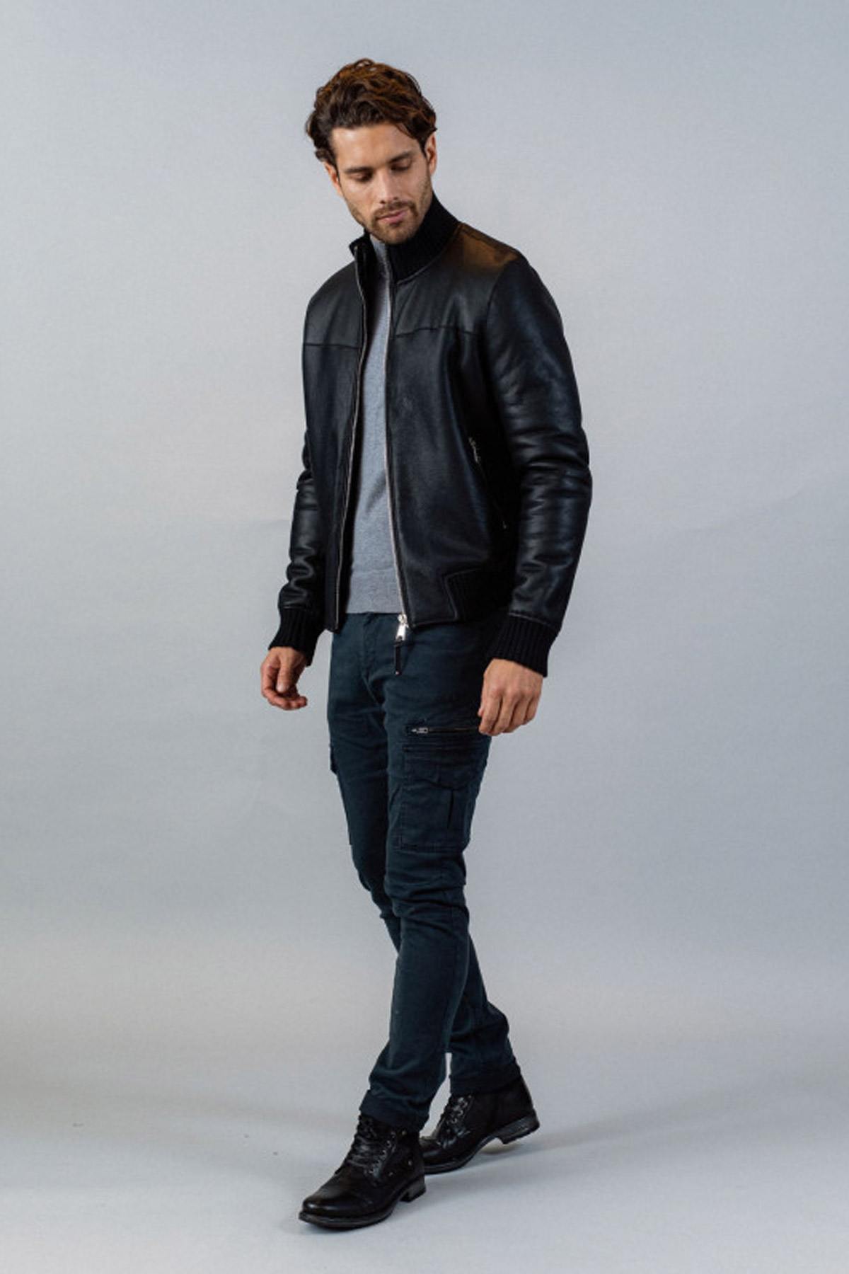 Patrouille de France leather jacket in shearling - Image n°5