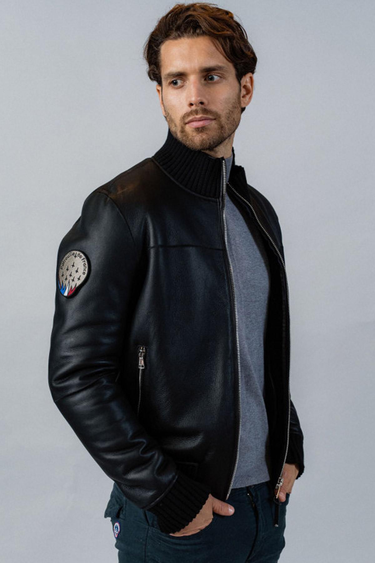 Patrouille de France leather jacket in shearling - Image n°1