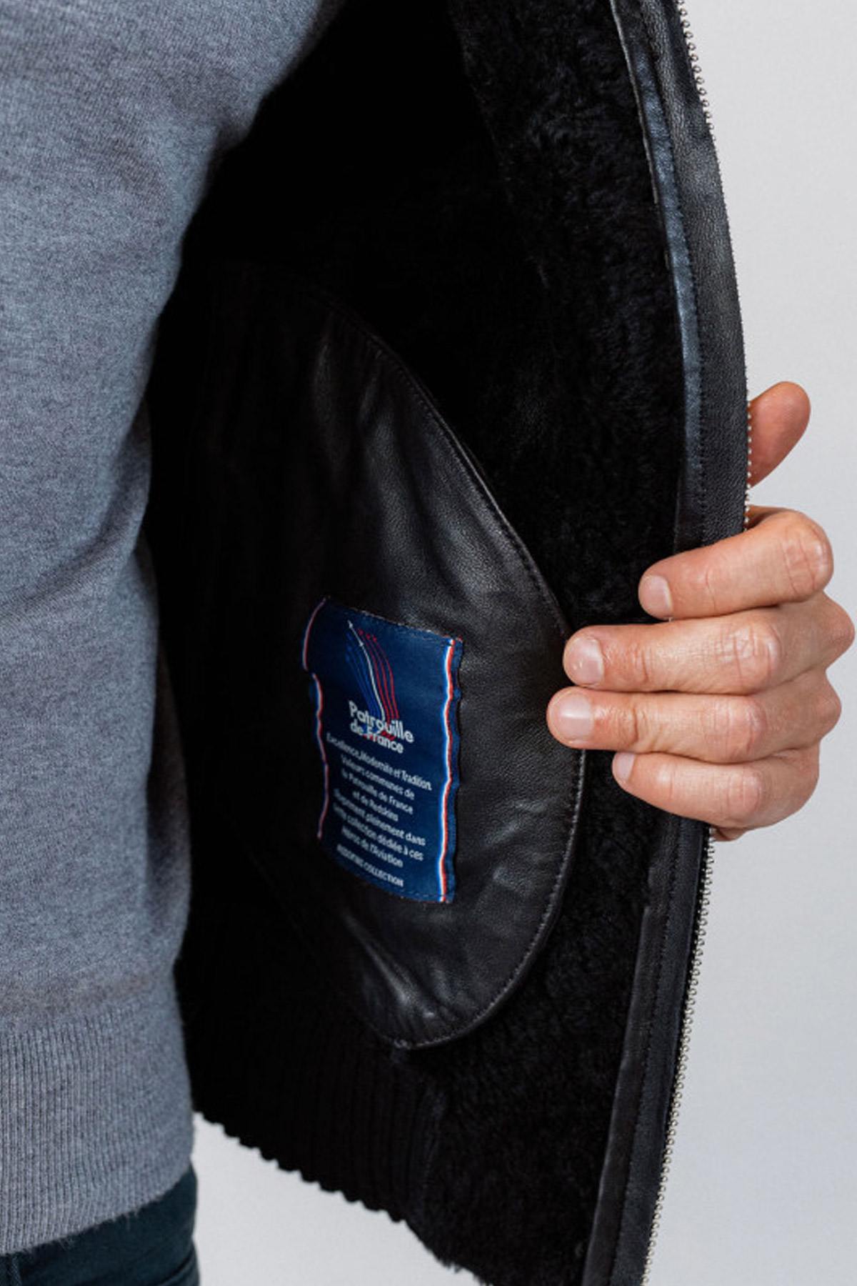 Patrouille de France leather jacket in shearling - Image n°7