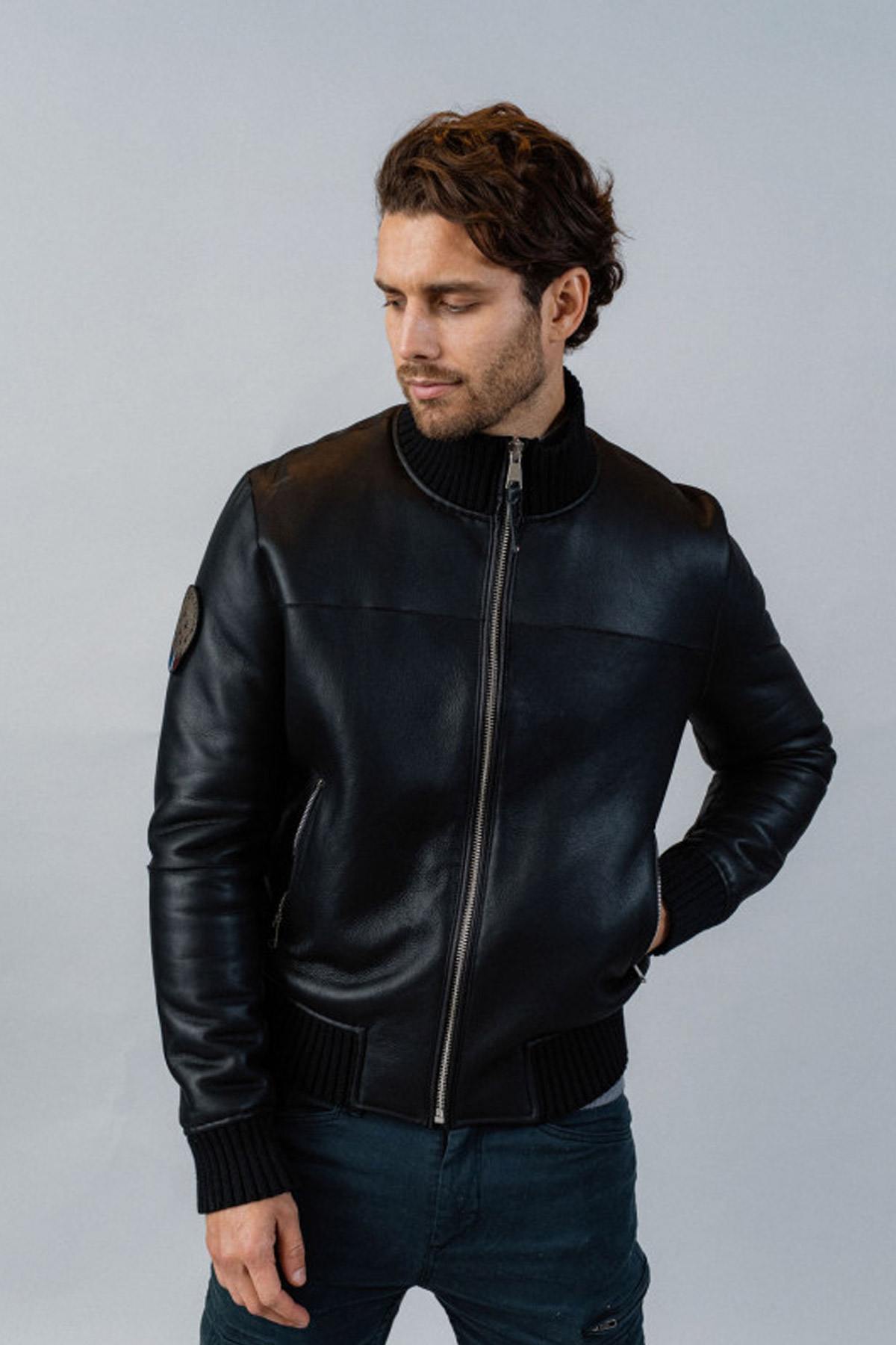 Patrouille de France leather jacket in shearling - Image n°4