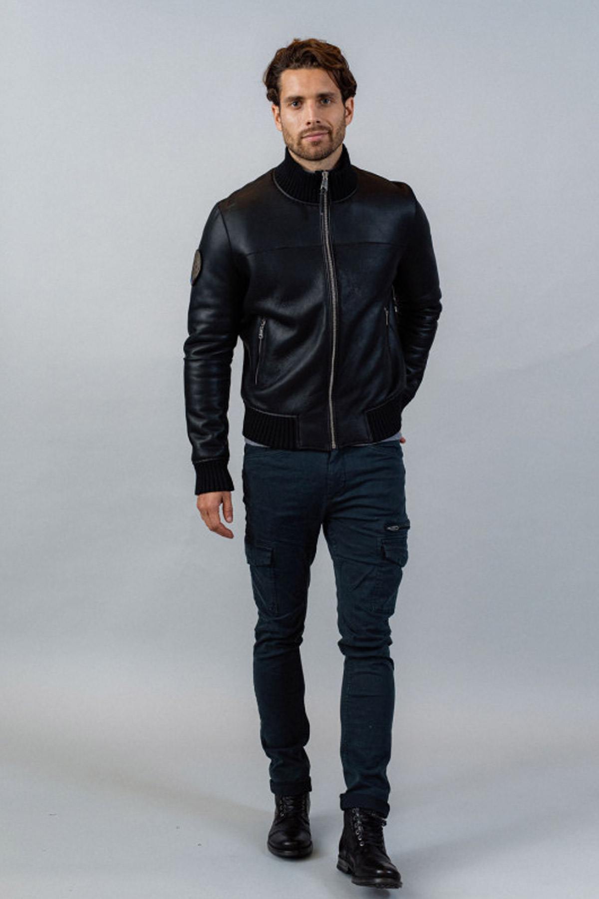 Patrouille de France leather jacket in shearling - Image n°3