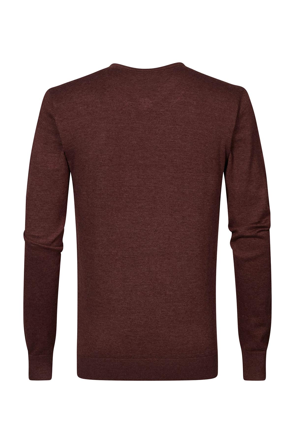 Burgundy V-neck knit sweater - Image n°7