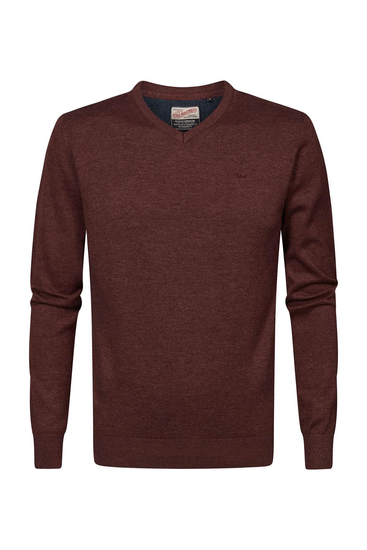 Burgundy V-neck knit sweater - Image n°6