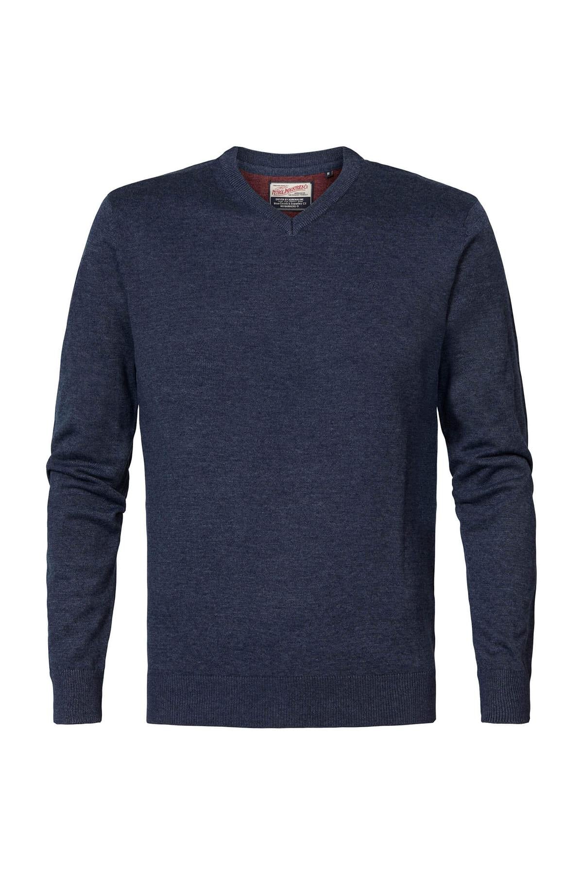 Men's navy blue v-neck sweater - Image n°6