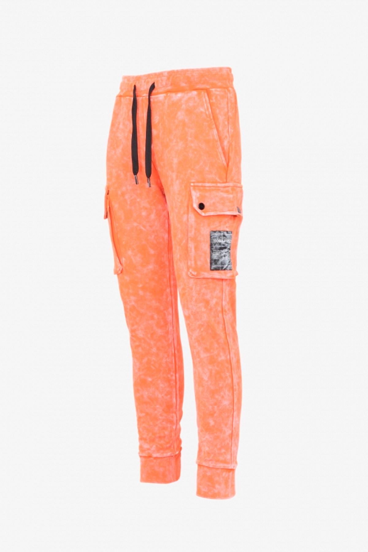 Men's orange streetwear jogging pants - Image n°2