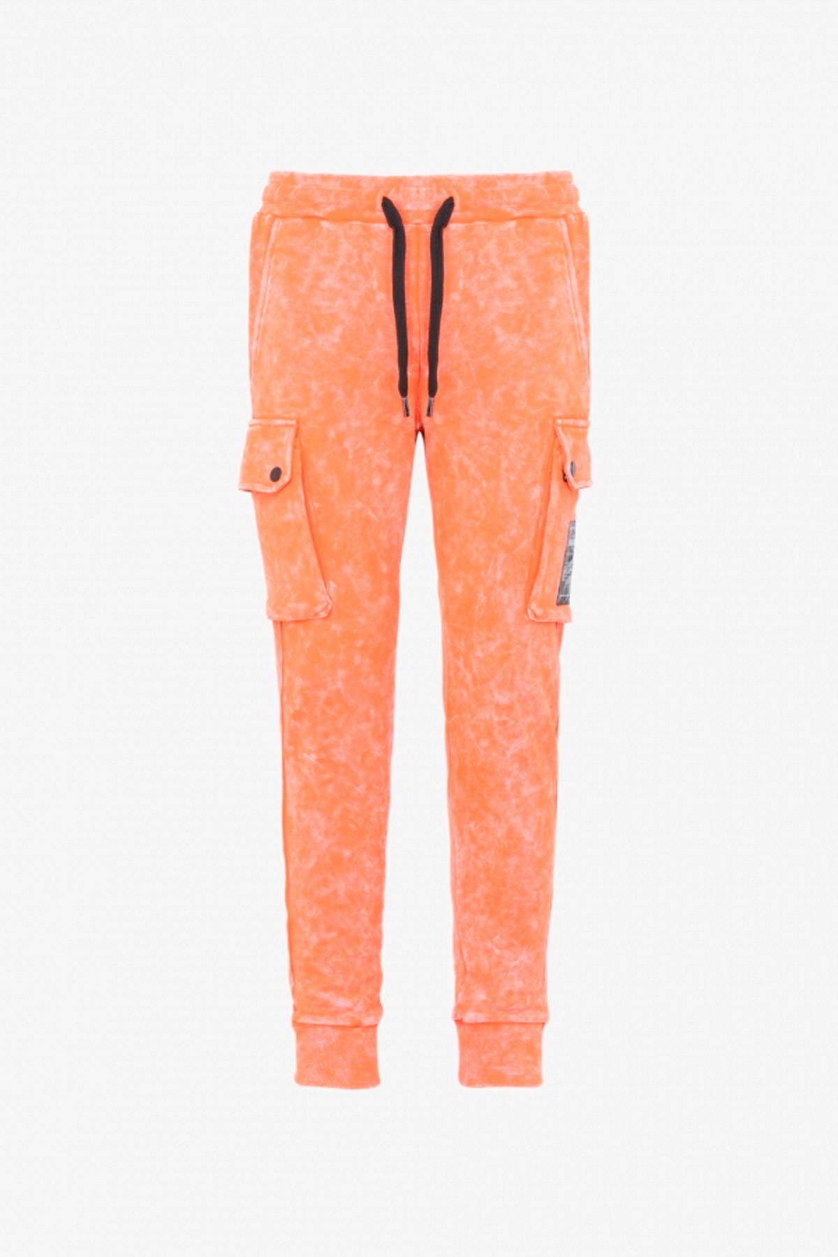 Men's orange streetwear jogging pants - Image n°1