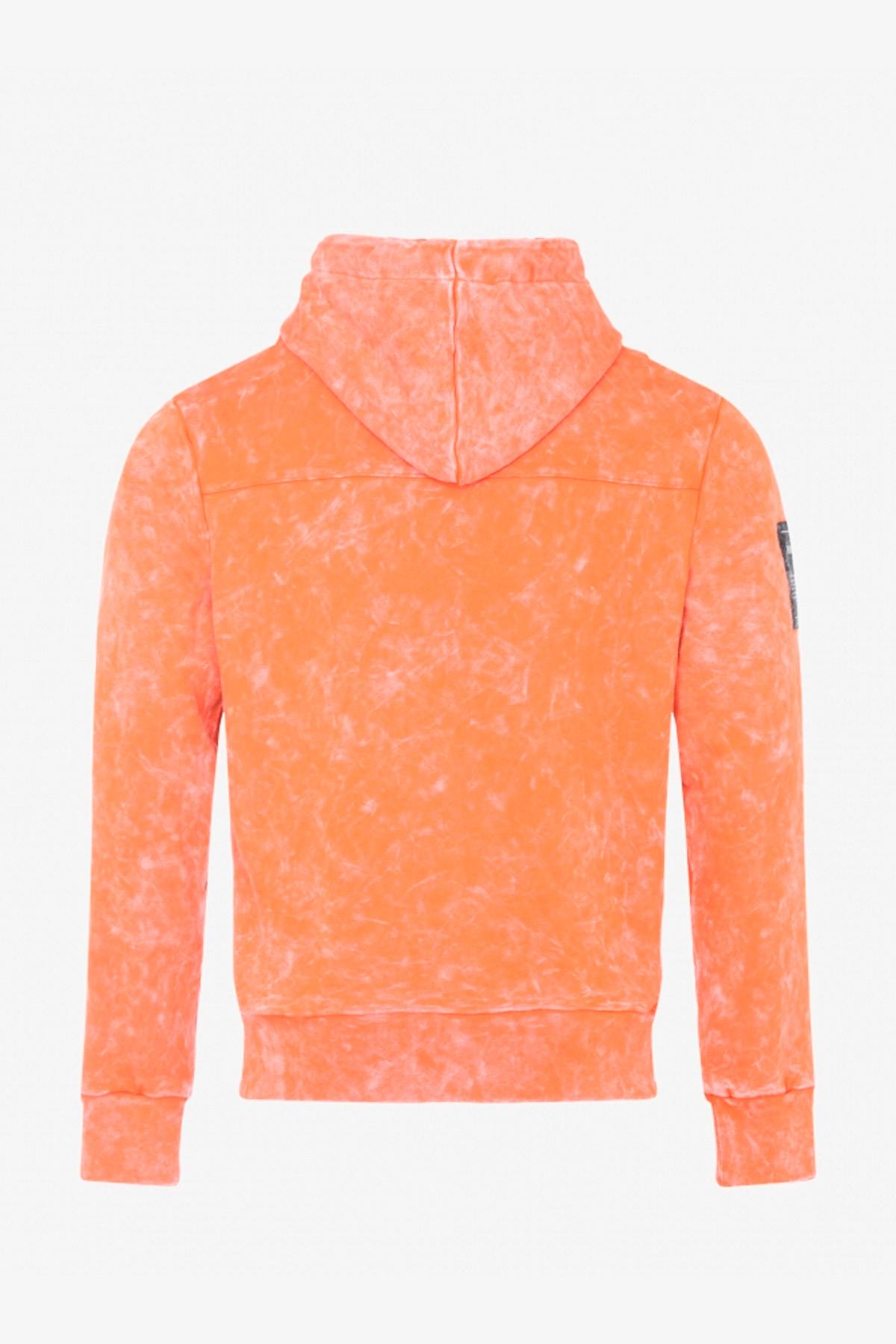 Orange hoodie with belly pocket - Image n°2