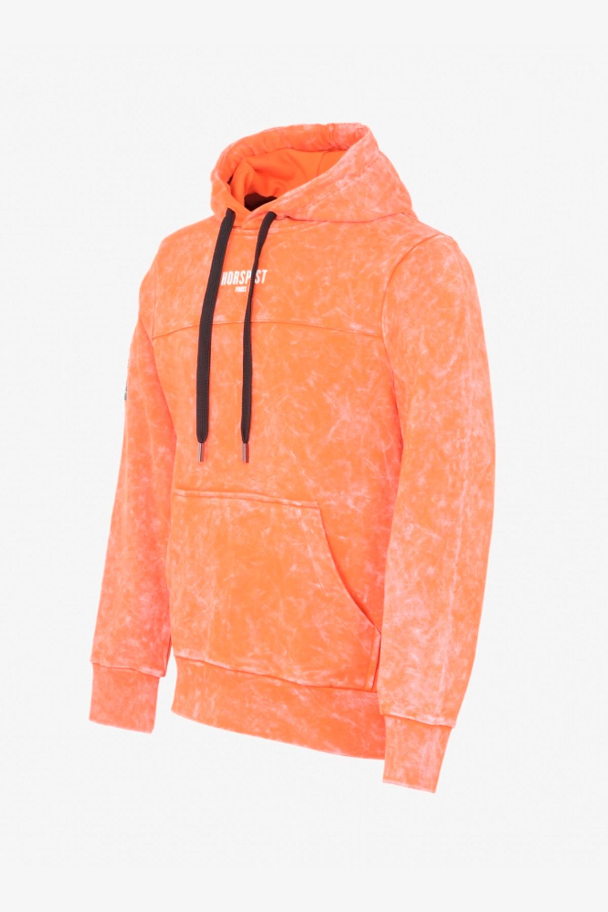 Orange hoodie with belly pocket - Image n°3