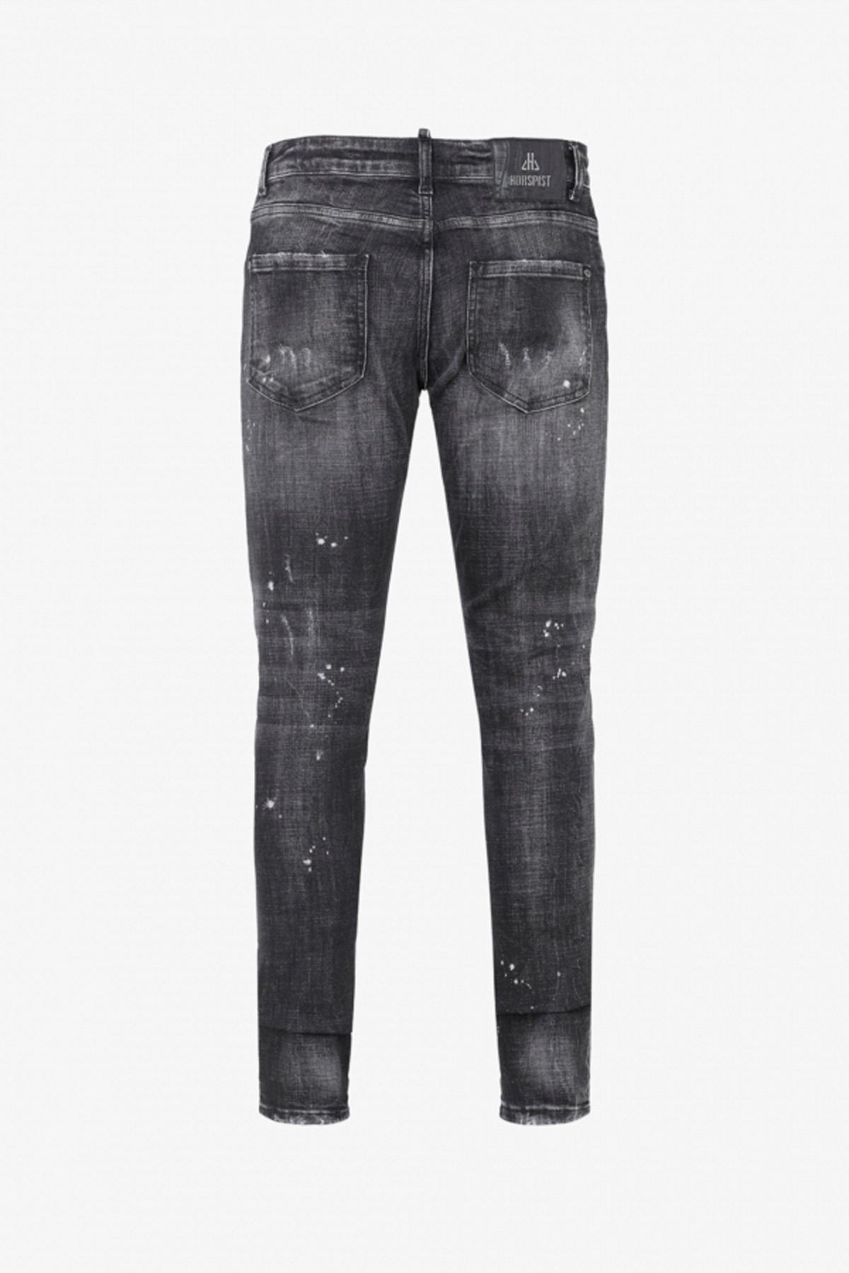 Slim fit black destroyed jeans - Image n°2